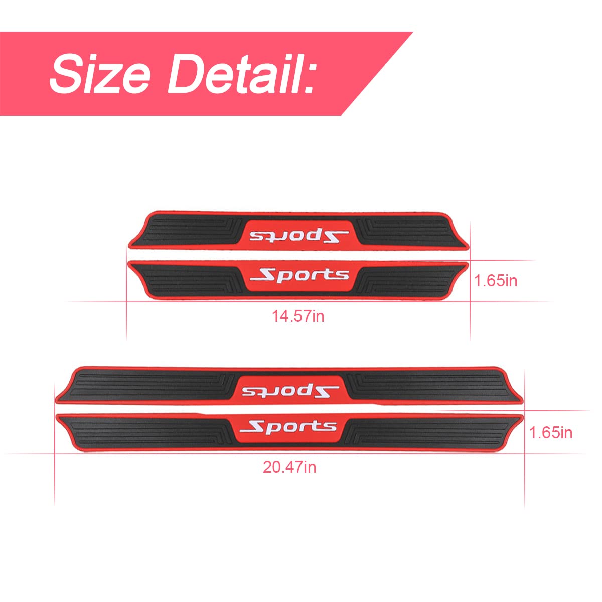 4Pcs Car Door Sill Plate Protectors, Auto Door Entry Guards Sill Scuff Cover Panel Step Protector, Pvc Rubber Anti-Scratch Front Rear Door Pedal, Car Accessories For Most Vehicles (Red/Sport)