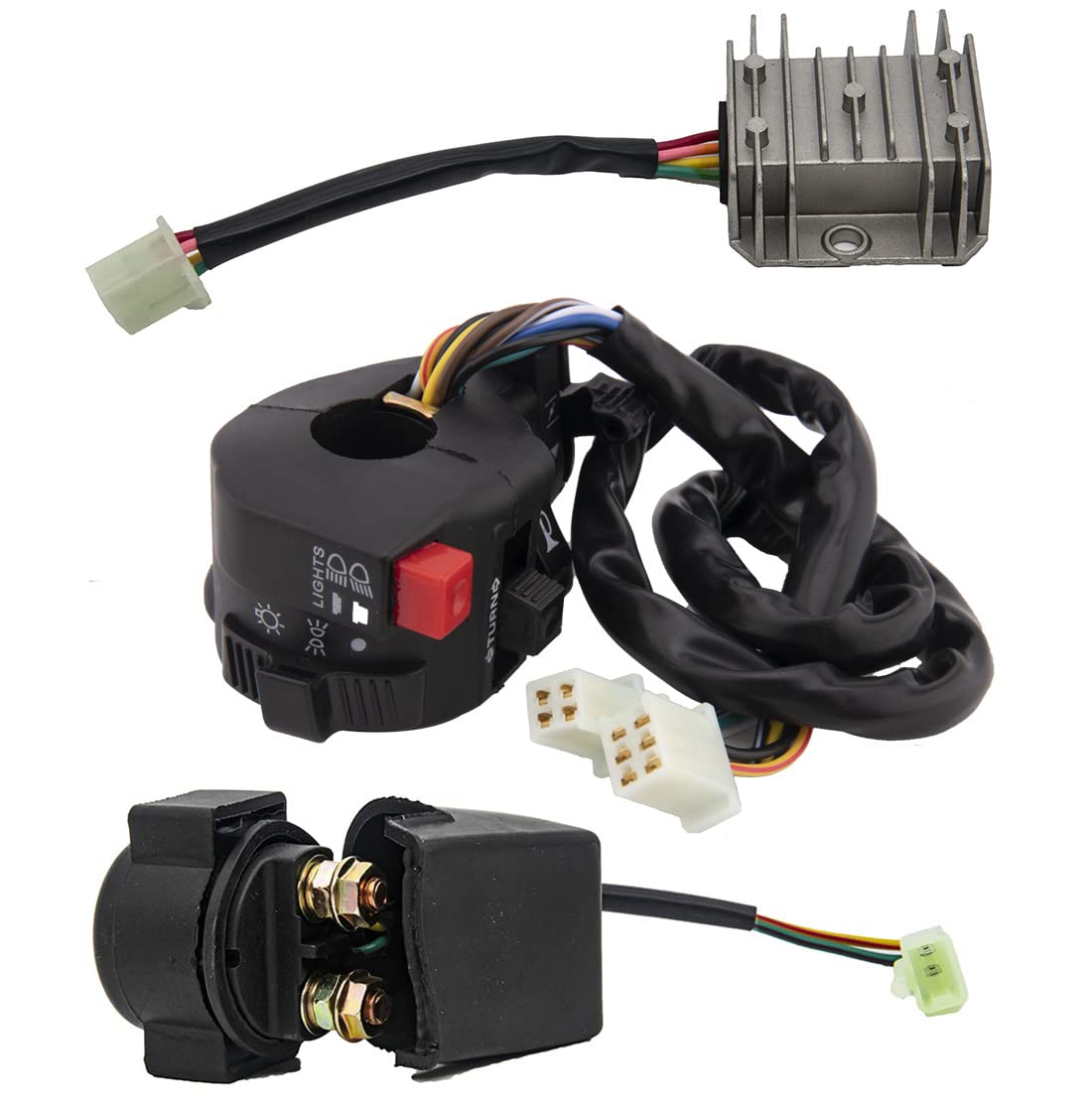 HOOTO Complete Wiring Harness Kit for ATV Quad 50cc-125cc, Black, GY6 Model, Includes Stator Coil, CDI, Relay, Spark Plug
