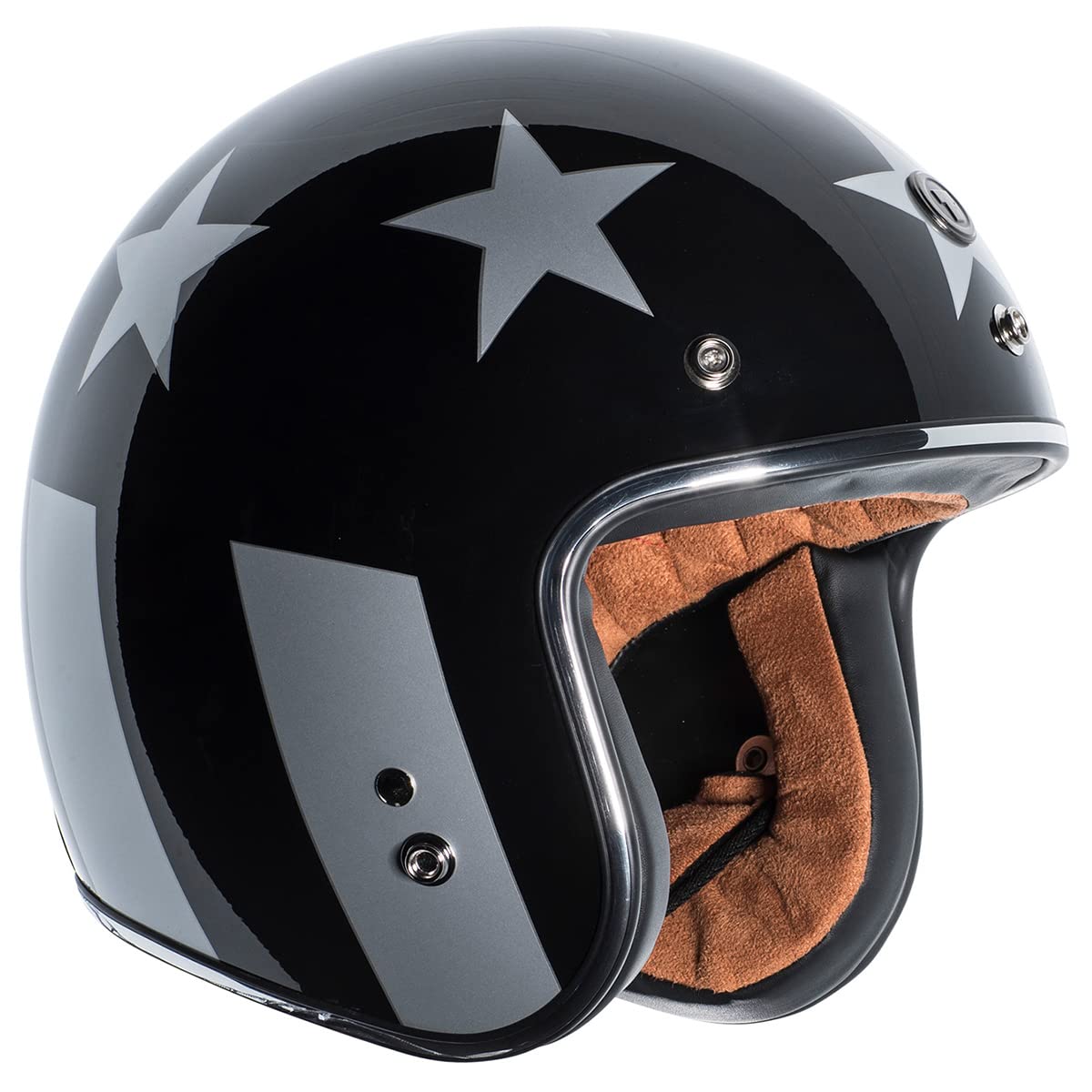 Torc Unisex-Adult Open-Face Style T-50 3/4 Retro Motorcycle Helmet With Graphic (Gloss Black Captain, X-Large)