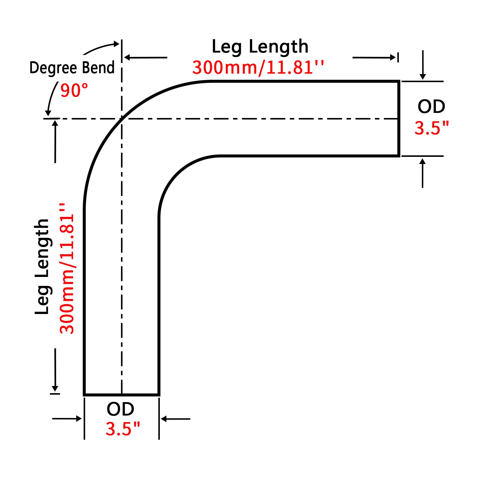 Fgjqefg 3.5 Inch 90 Degree Diy Custom Mandrel Exhaust Pipe Tube Pipe, T304 Stainless Steel, Universal Fit, 23.6 Inch End To End Length, 3.5'' Od Mandrel Bend Pipe 2Pcs