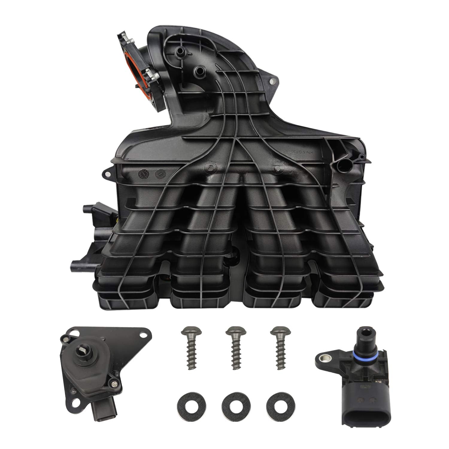 Mitzone Intake Manifold W/Runner Control Valve & Air Pressure Sensor Compatible With 09-17 Dodge Journey Avenger/Jeep Compass Patriot/Chrysler Sebring 1.8L 2.0L 2.4L Part# 4884495Ak 4884495Ah 911-902
