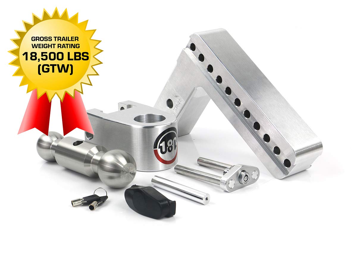 Weigh Safe Adjustable Trailer Hitch Ball Mount - 8 Adjustable Drop Hitch For 2.5 Receiver - Premium Heavy Duty Aluminum Trailer Tow Hitch W/ Stainless Steel Tow Balls (2 & 2 5/16) - 18,500 Lbs Gtw