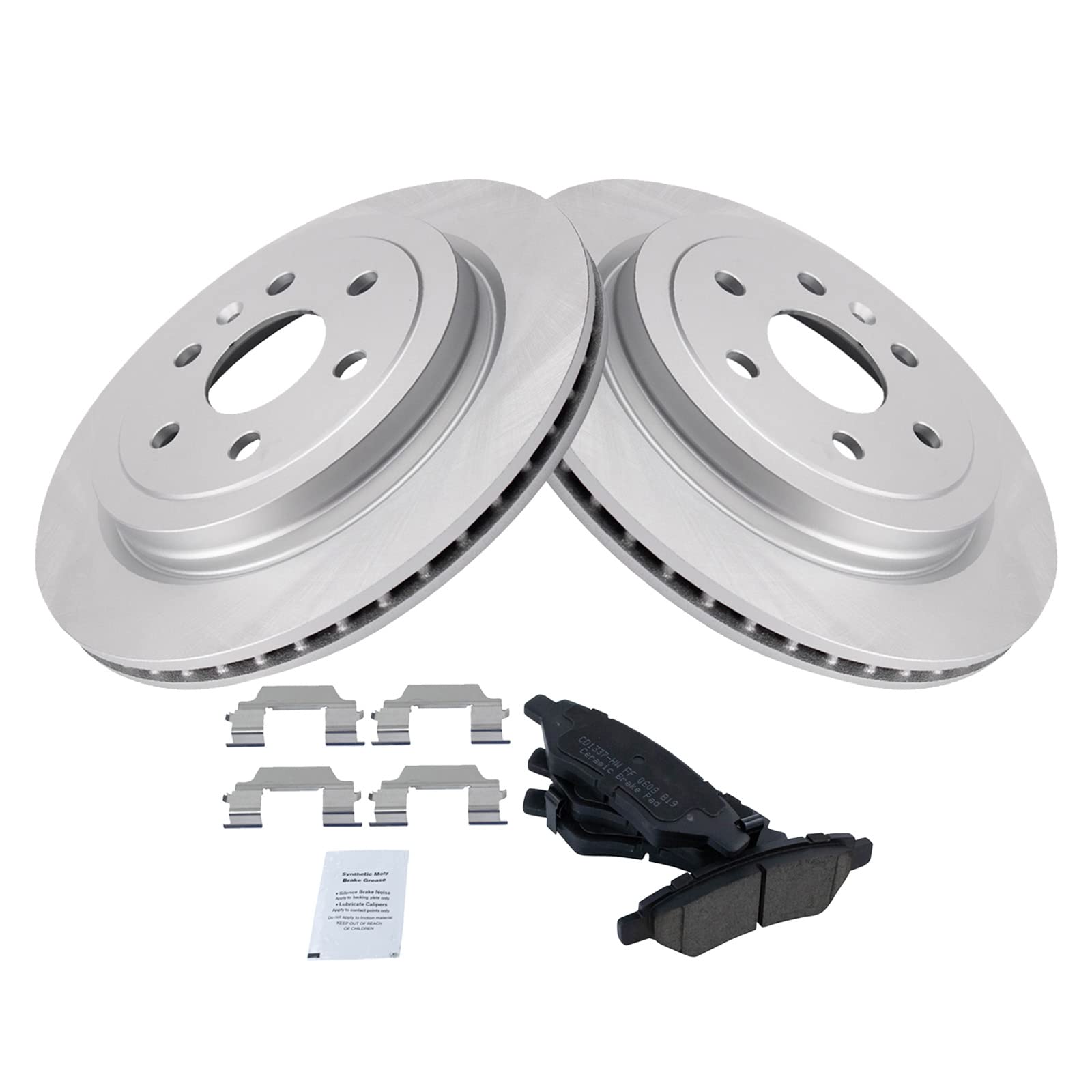 Trq Rear Brake Pad & Rotor Kit Brake Pads Brake Rotor Ceramic Premium G-Coated Compatible With 2010-2016 Cadillac Srx