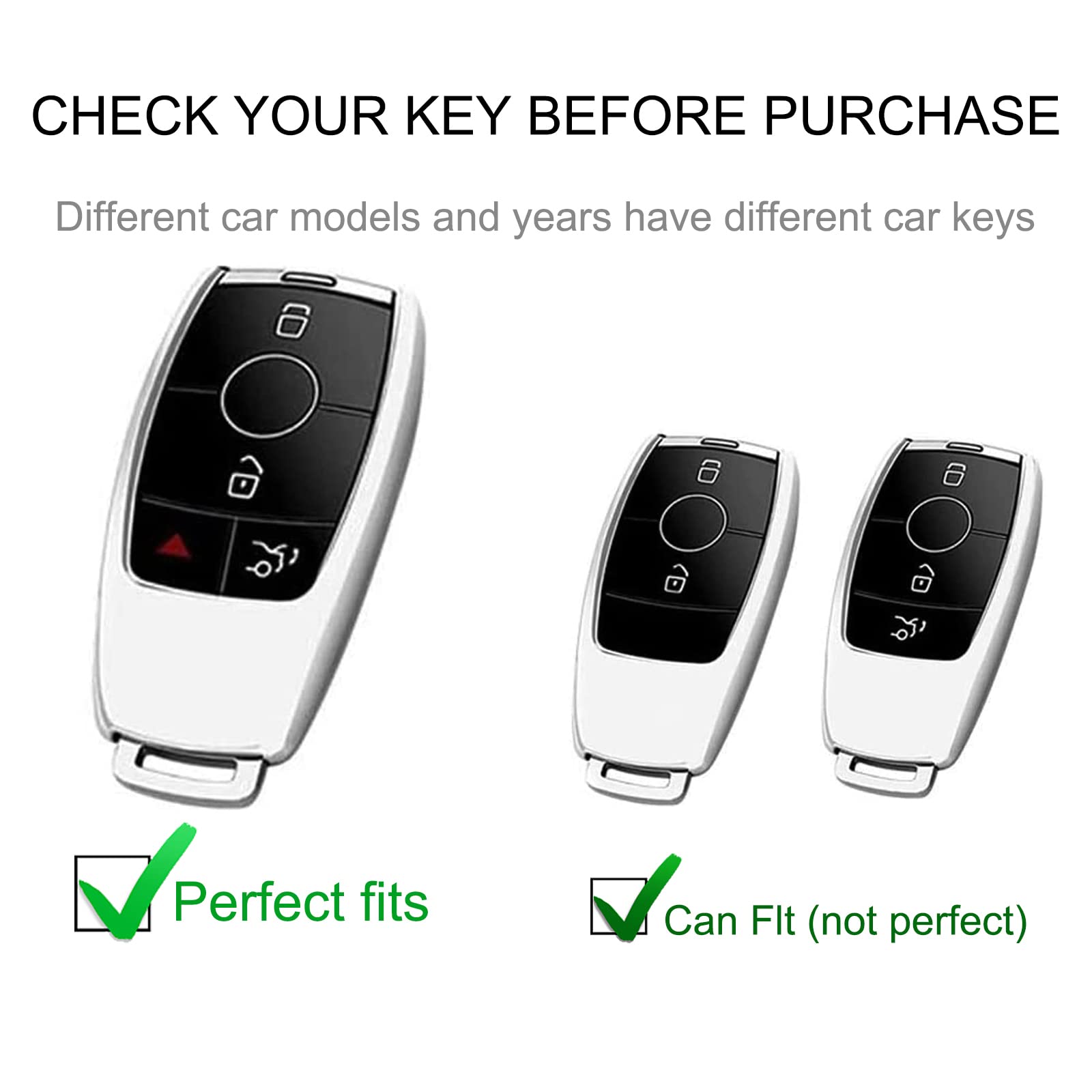 Cacarlike For Benz Key Fob Cover With Benz Keychain, Car Key Fob Case Compatible With A-Class C-Class G-Class 2017-2021 E-Class