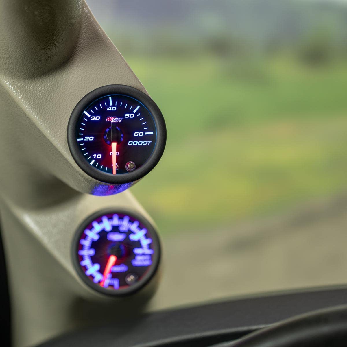 Glowshift Tinted 7 Color 60 Psi Turbo Boost Gauge Kit - Includes Mechanical Hose, 1/8-27 Npt Fittings & Wiring - Multi-Color Dis