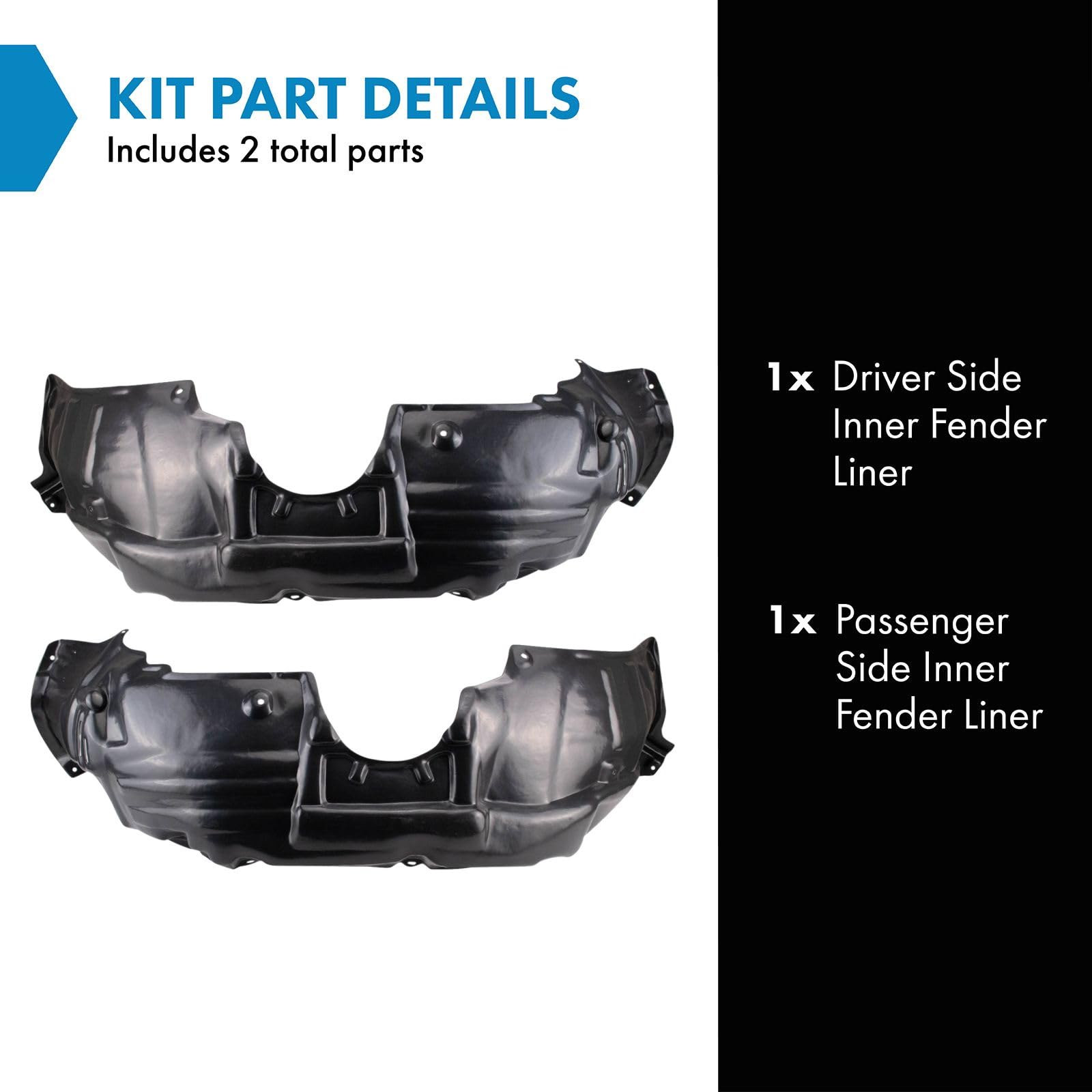 Trq Inner Fender Liner Set Compatible With 2009-2012 Toyota Venza To1248157 To1249157