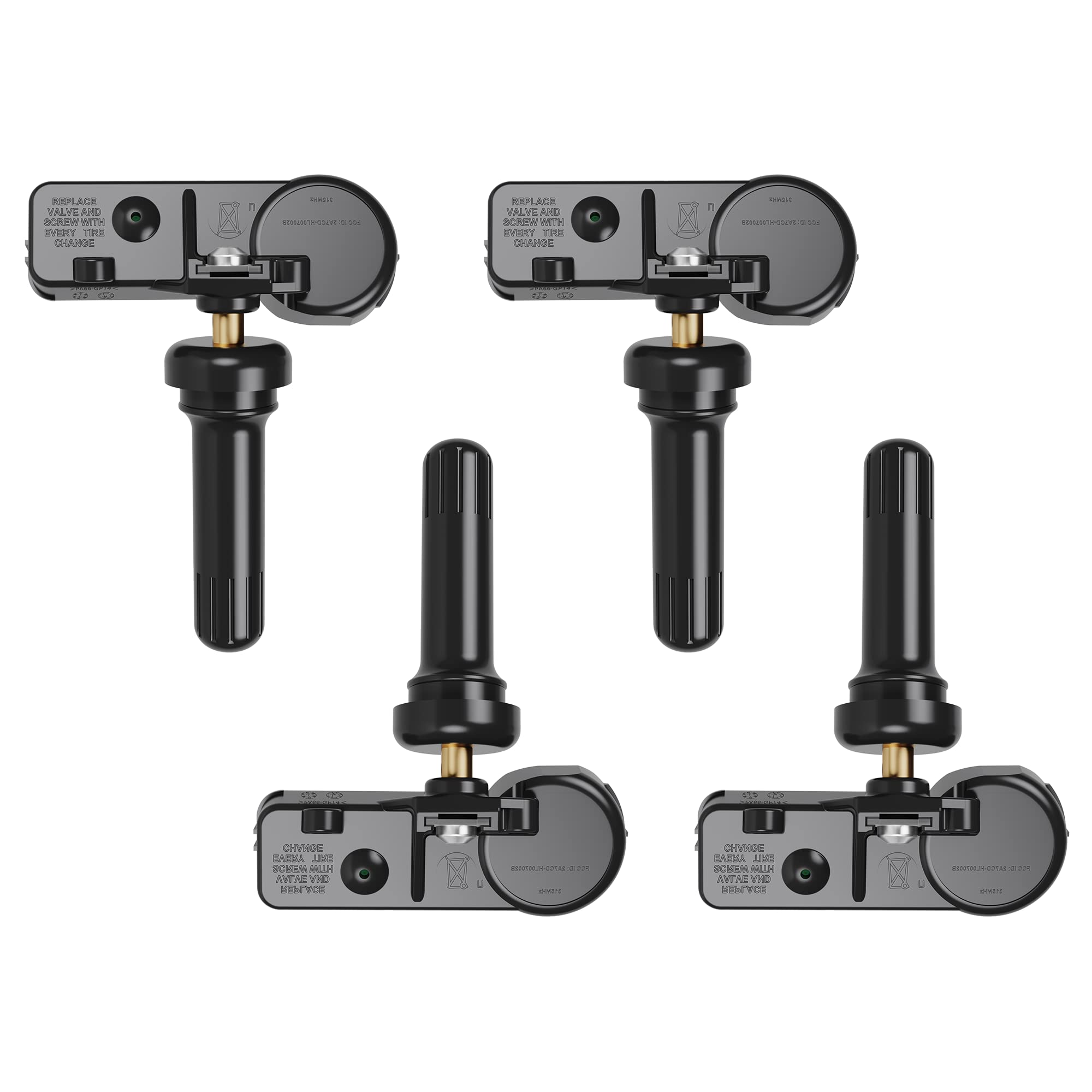 CDWTPS TPMS Sensor 315MHz - Compatible with Chevy Silverado, GMC, Cadillac, Buick - 4 Pack, Model 13586335, Black