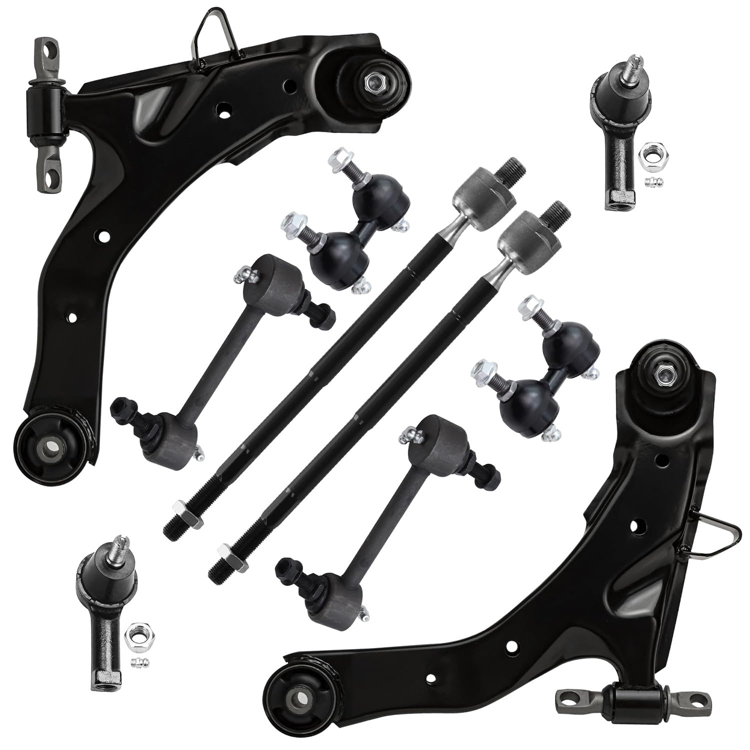 Detroit Axle - 10pc End Control Arms Kit for Hyundai 2001-2006 Elantra, 2 Front Lower Control Arms with Ball Joints 4 Front Rear