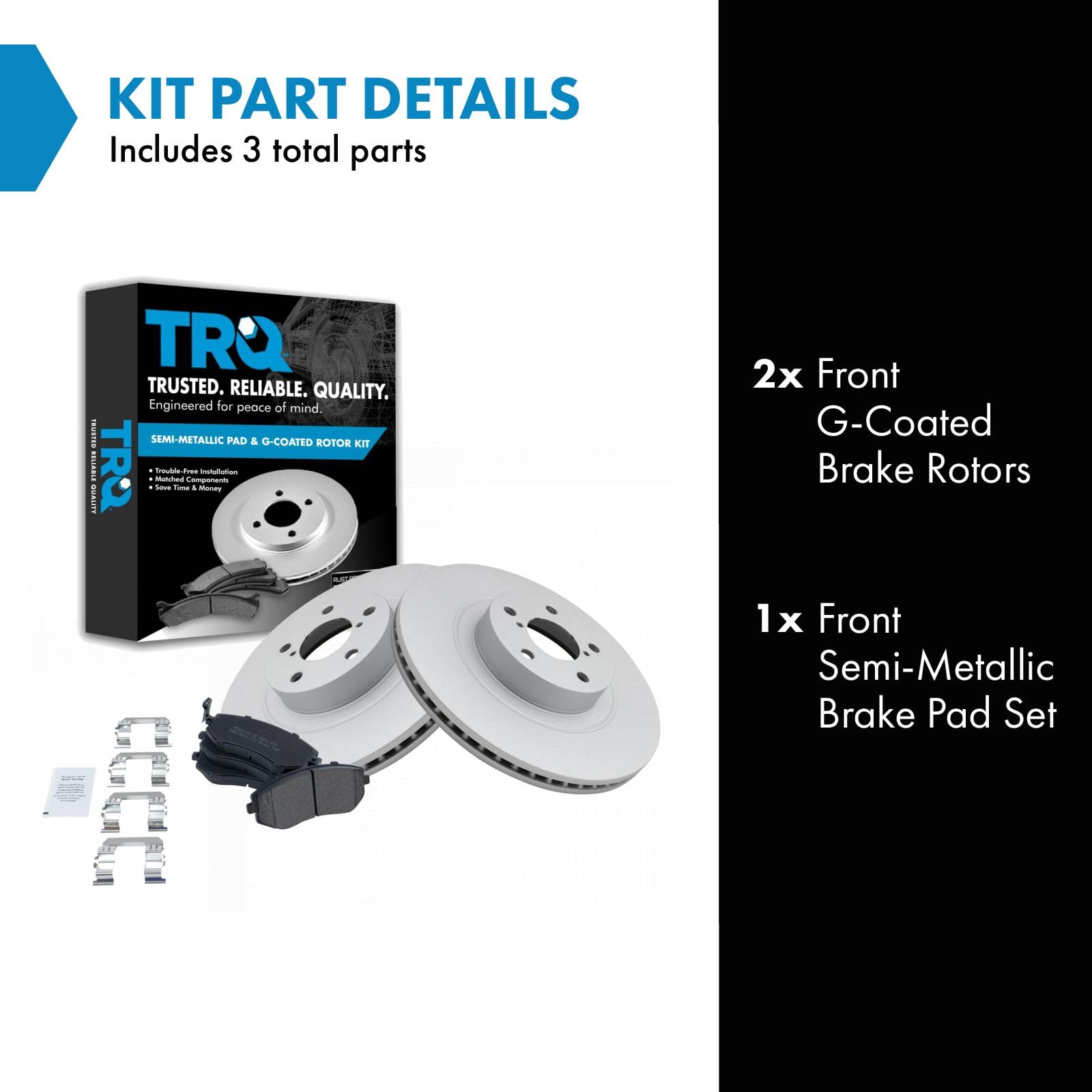 Trq Front Brake Pad & Rotor Kit Brake Pads Brake Rotor Semi-Metallic Premium G-Coated Compatible With 2004-2006 Subaru Baja 2009