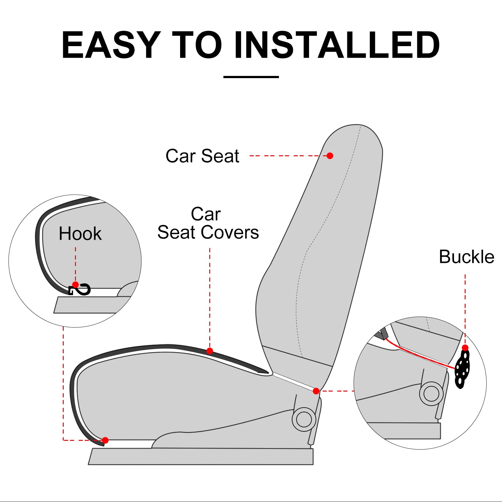 Surpassme Comfortable Car Seat Covers Universal Front Seat Coves For Car Accessories With Storage Pockets, Padded Car Interior C