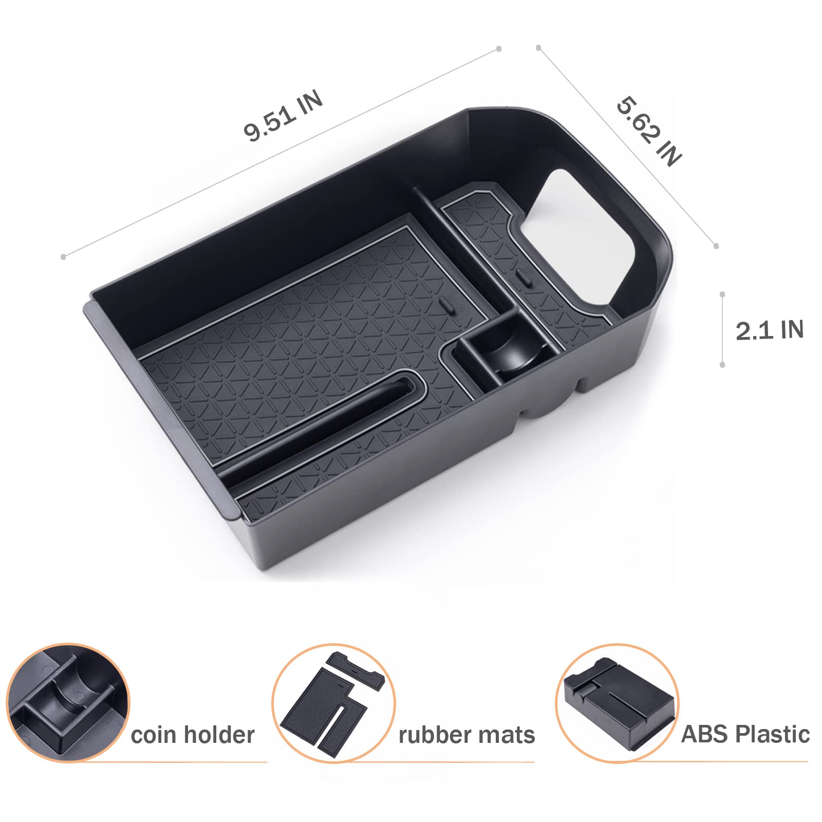 Topinstall Gray Center Console Tray Compatible With Rav4 2023 2022 2021 2020 2019 Accessories, Armrest Box Organizer Insert Abs Plastic Storage Box