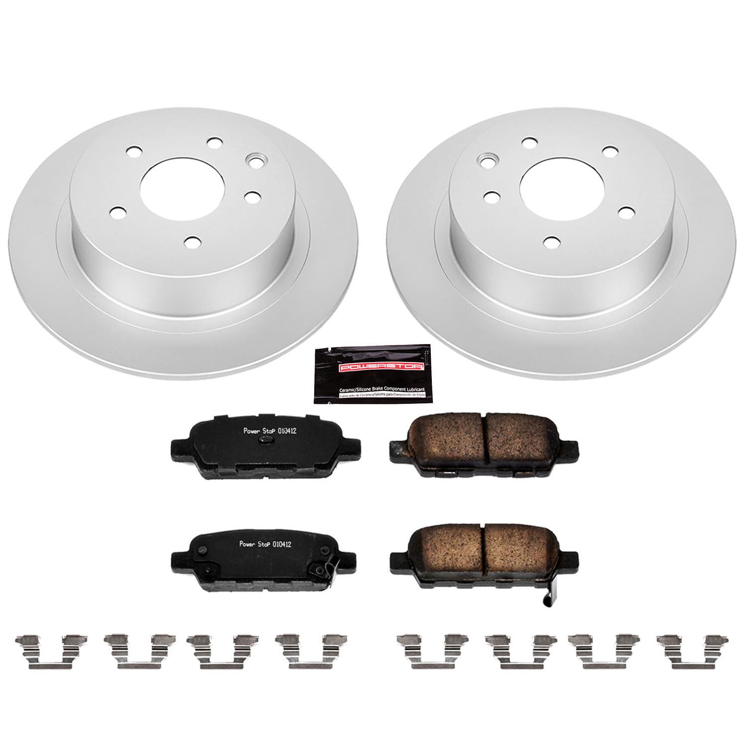Power Stop Crk098 Coated Brake Rotor & Ceramic Brake Pads- Rear For Nissan Altima, Nissan Altima, Nissan Juke, Nissan Maxima, Ni