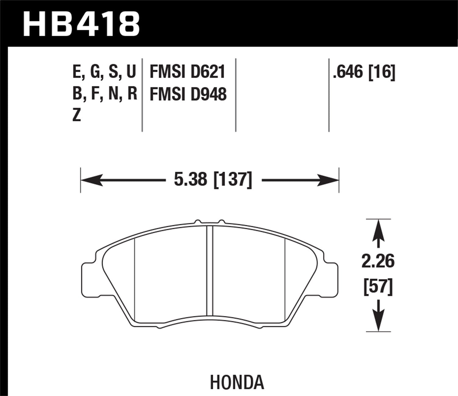 Hawk Performance Hb418F.646 Hps Performance Ceramic Brake Pad