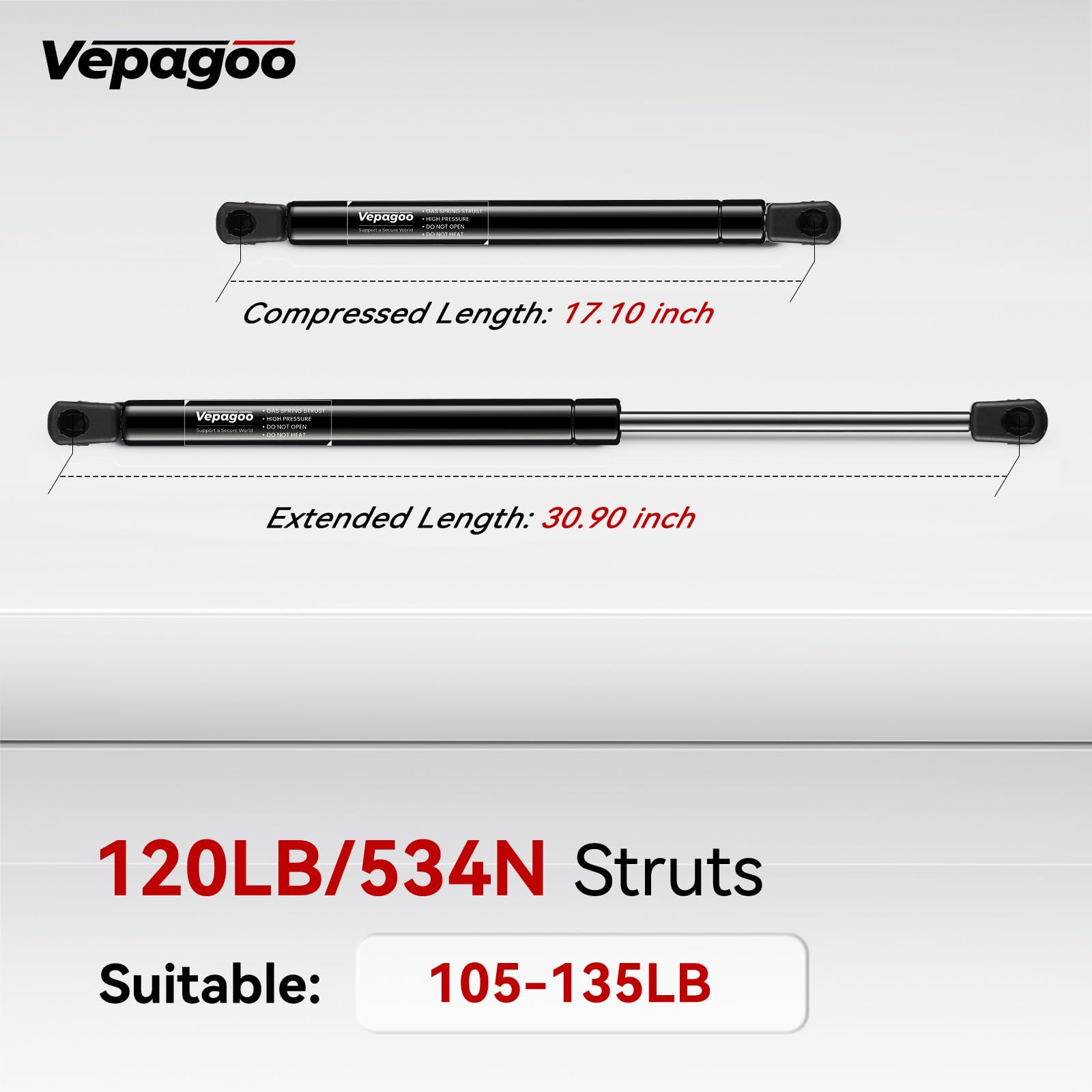 Vepagoo Ml28120 30.9Inch 120Lb/534N Gas Strut Shock Lift Support Replacement For Truck Bed Cover Tonneau Cover, Rv Outside Door,