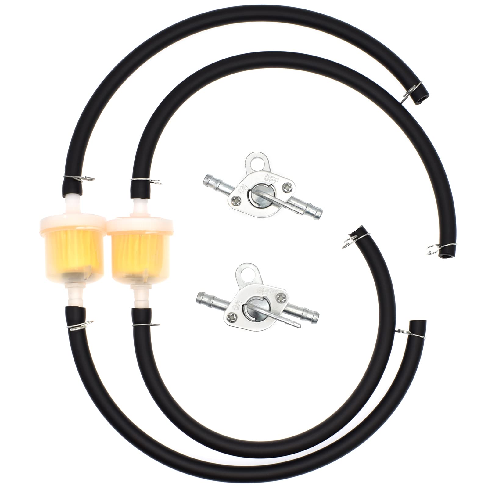 Riyitauto 1/4 Fuel Line Gas Fuel Hose Oil Filter Clamps Inline Fuel Shut Off Valve Petcock Petrol Switch for 50cc 70cc 110cc 125