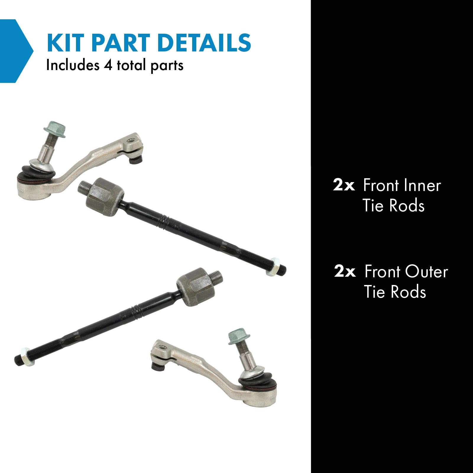 Trq Front Inner Outer Tie Rod Rack End Set Kit 4Pc Compatible With Bmw Rwd F22 F23 F30 F32