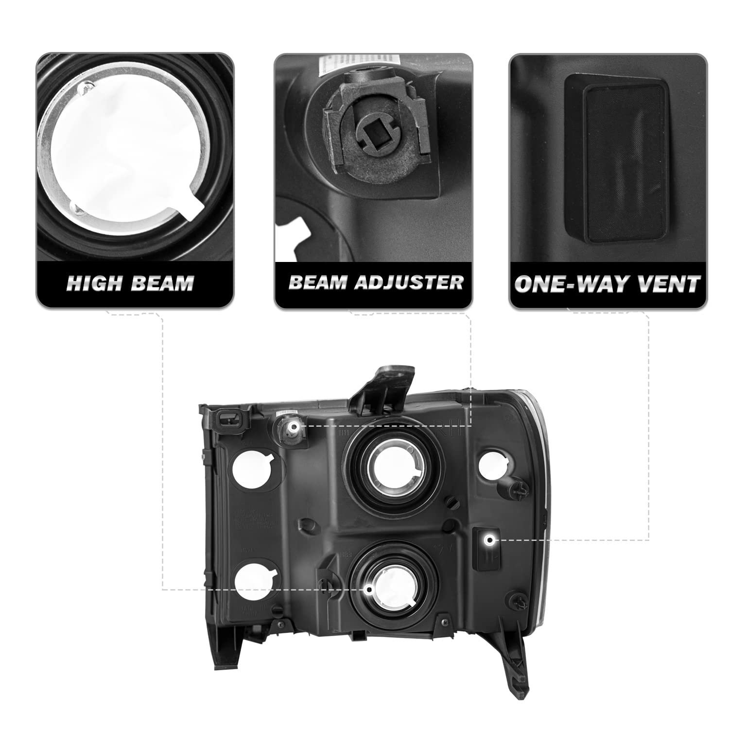 Sockir Halogen Headlight Assembly Bulbs Included Compatible With Gmc 2007-2013 Sierra 1500/2007-2014 Sierra 2500Hd 3500Hd / 09-1