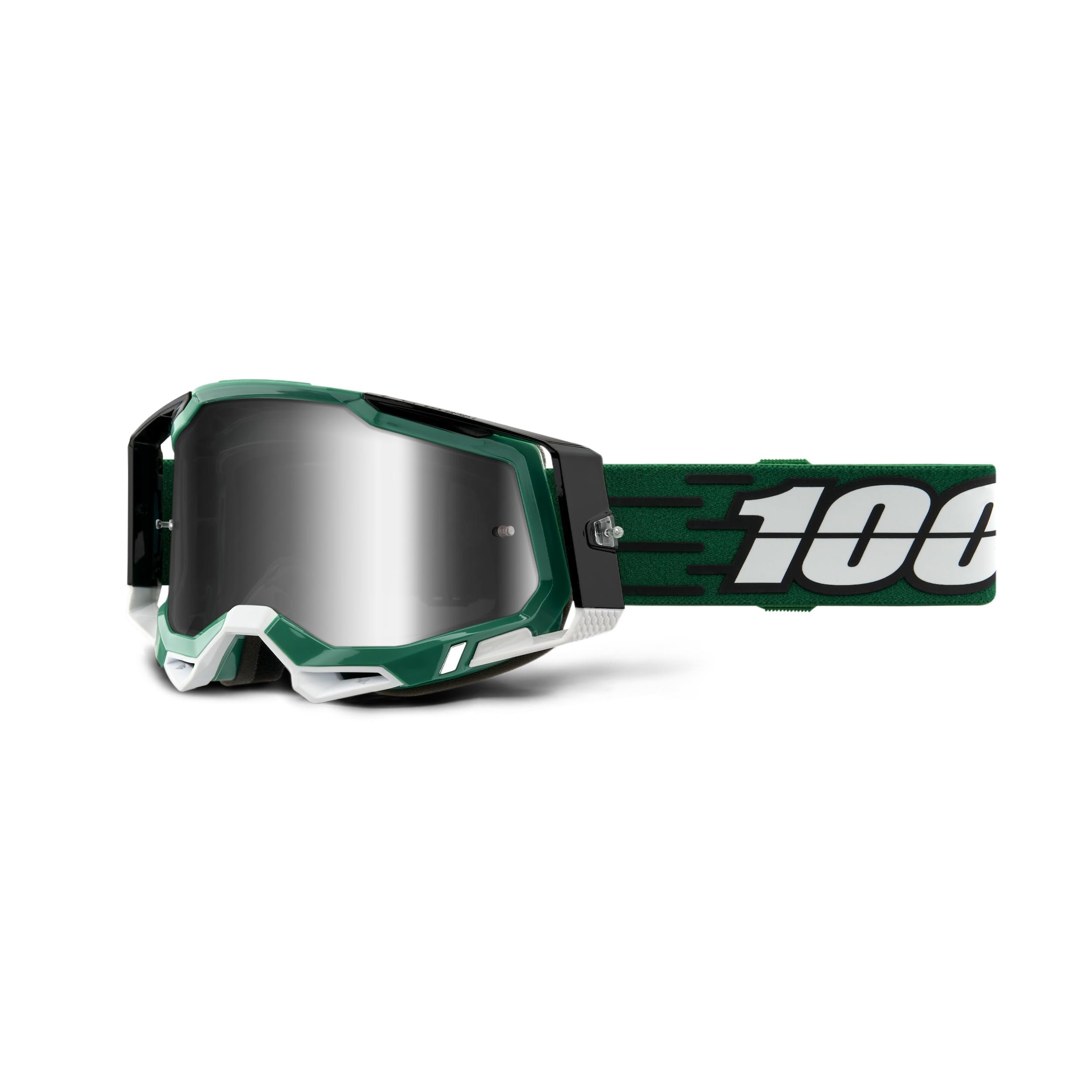100% Racecraft 2 Mountain Bike & Motocross Goggles - MX and MTB Racing Protective Eyewear (MILORI - Mirror Silver Lens)