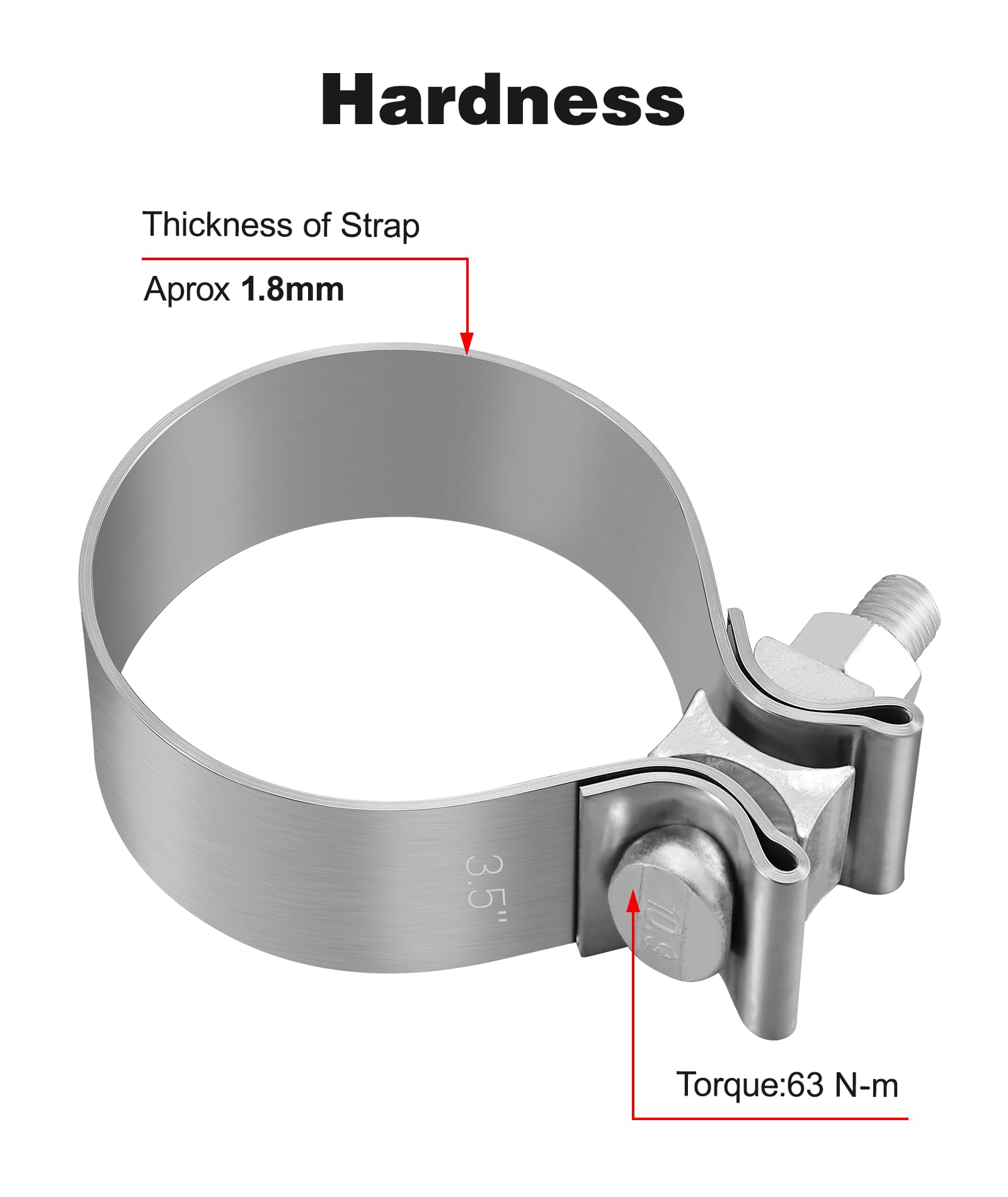 Evil Energy 3.5 Inch Exhaust Clamp,3 1/2 '' Narrow Band Muffler Clamp Stainless Steel For Heavy-Duty Exhaust Systems, Downpipes,