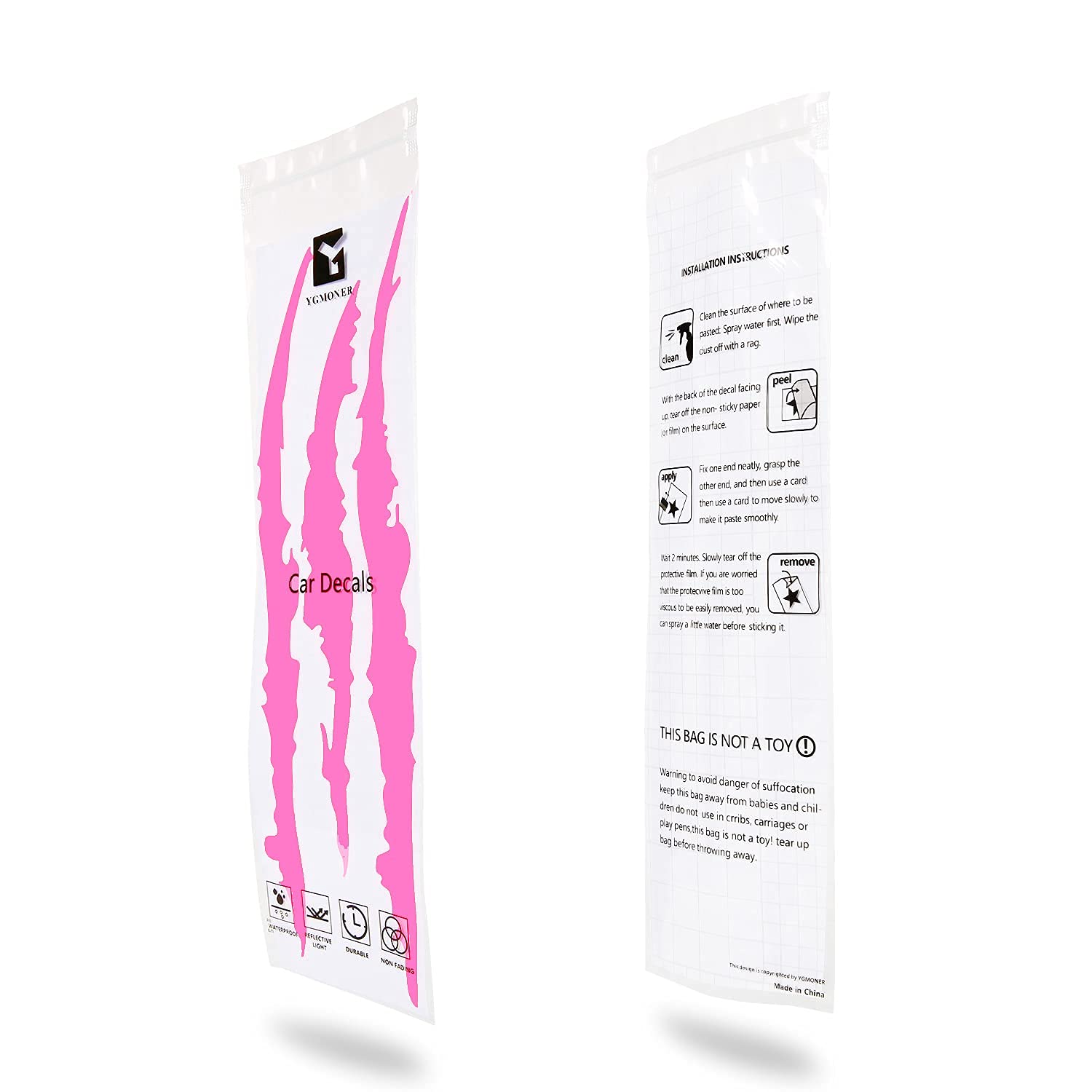 YGMONER Fluorescent Pink Claw Marks Decal Stickers for Car Headlights, 16x5in, Model mgygs50058, Made of Durable Polyethylene Tereph