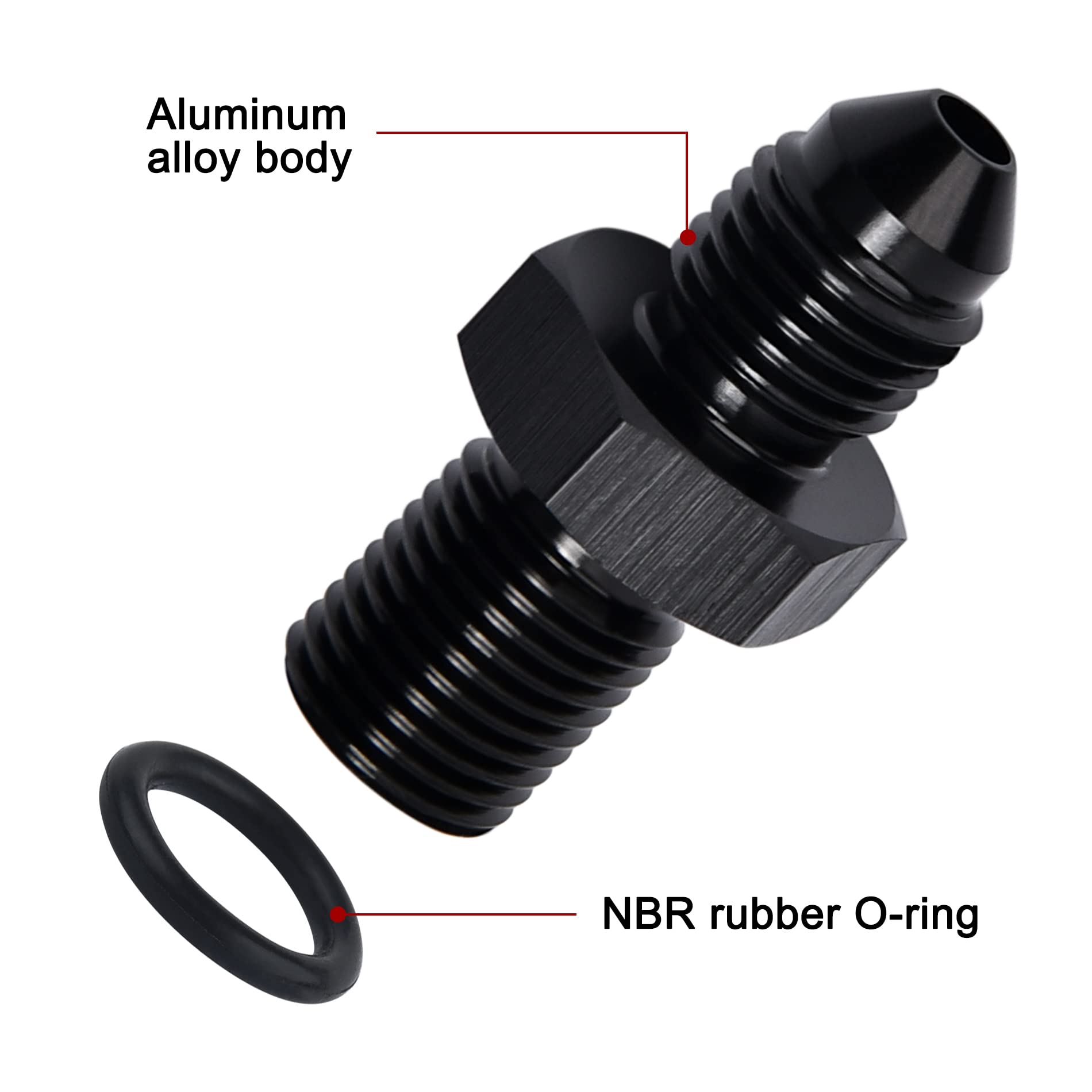 Evil Energy 3An Male Flare To M10 X 1.0Mm Male Metric Fitting Adapter Aluminium Alloy 2Pcs