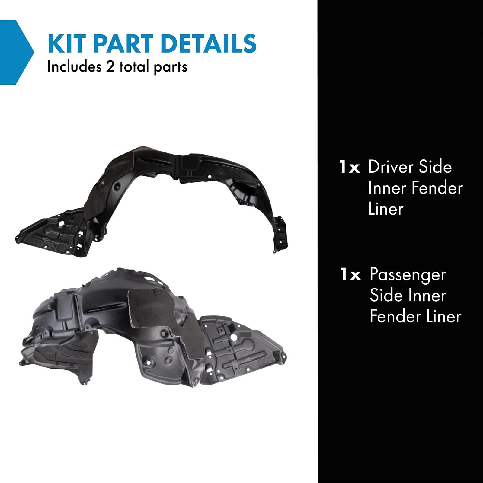 Trq Inner Fender Liner Set Compatible With 2019-2022 Toyota Prius To1248236 To1249236