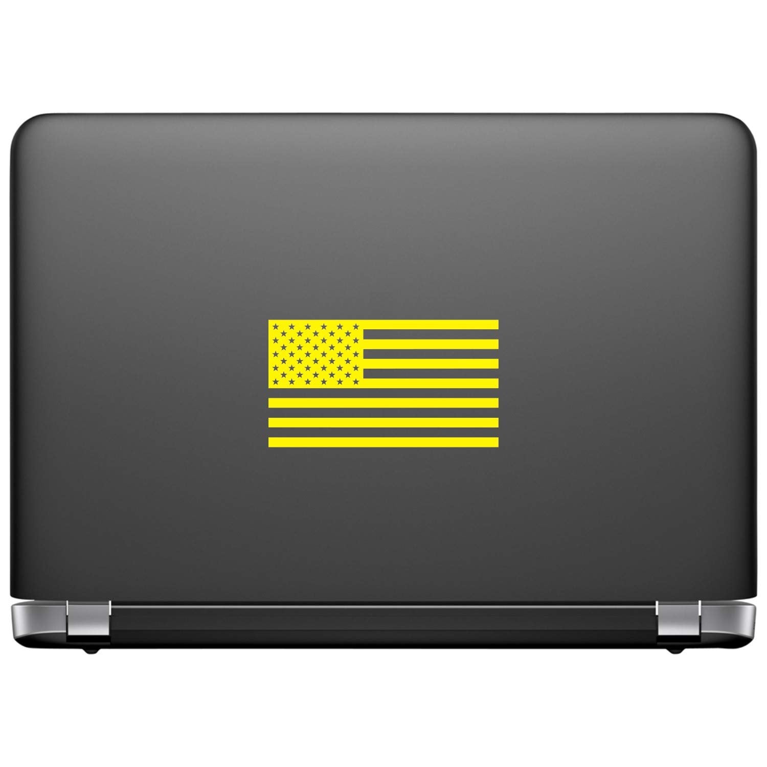 American Us Flag [Pick Color/Size] Vinyl Decal Sticker For Laptop/Car/Truck/Window/Bumper (7.5In X 4.2In [3-Pack], Matte Yellow)