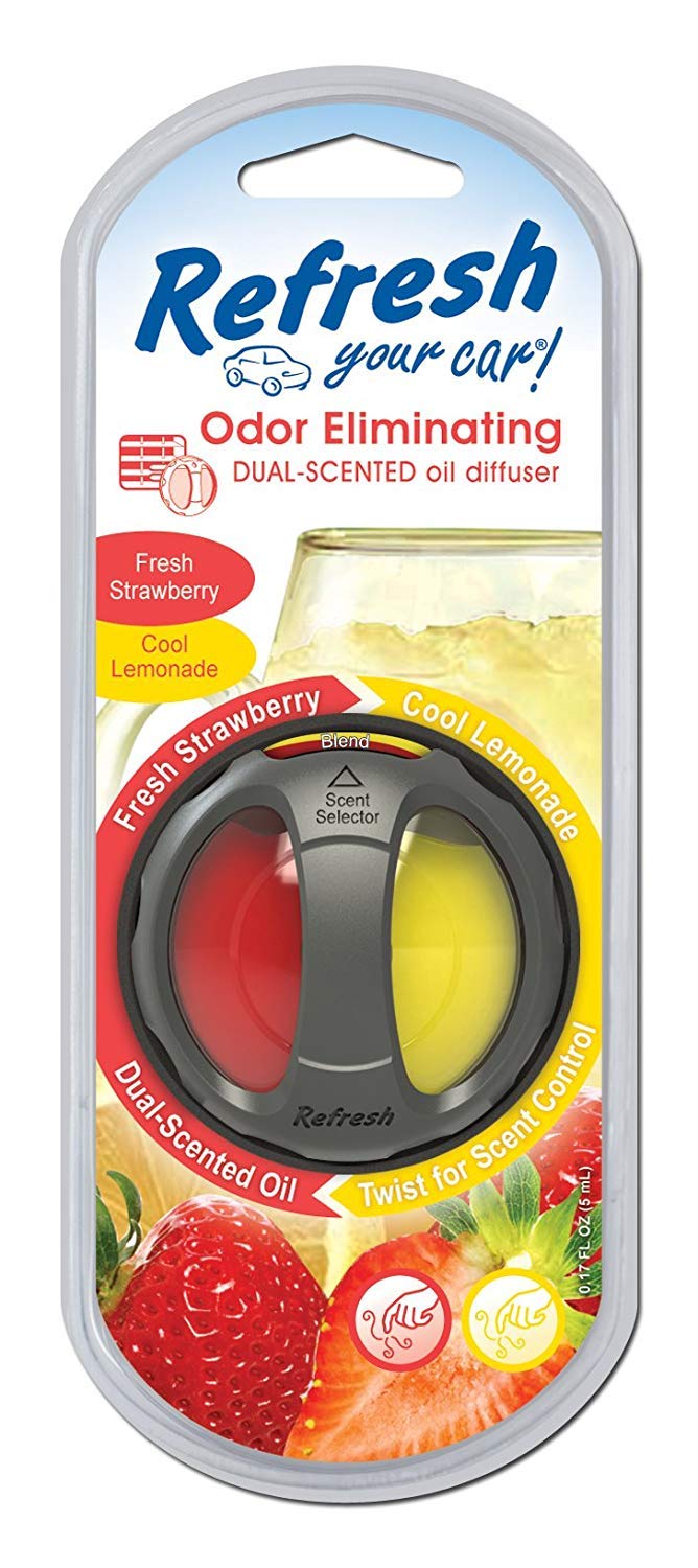 Refresh Your Car! E300865003 Dual Scent Diffuser, Fresh Strawberry/Cool Lemonade