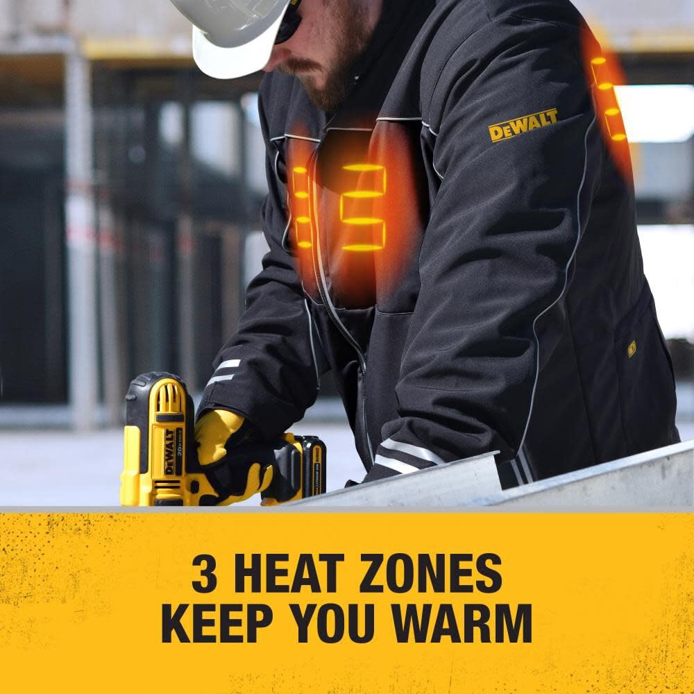 DEWALT Unisex Adult With 2.0ah Battery and Charger DEWALT Heated Lightweight Soft Shell Jacket, Black, Medium US