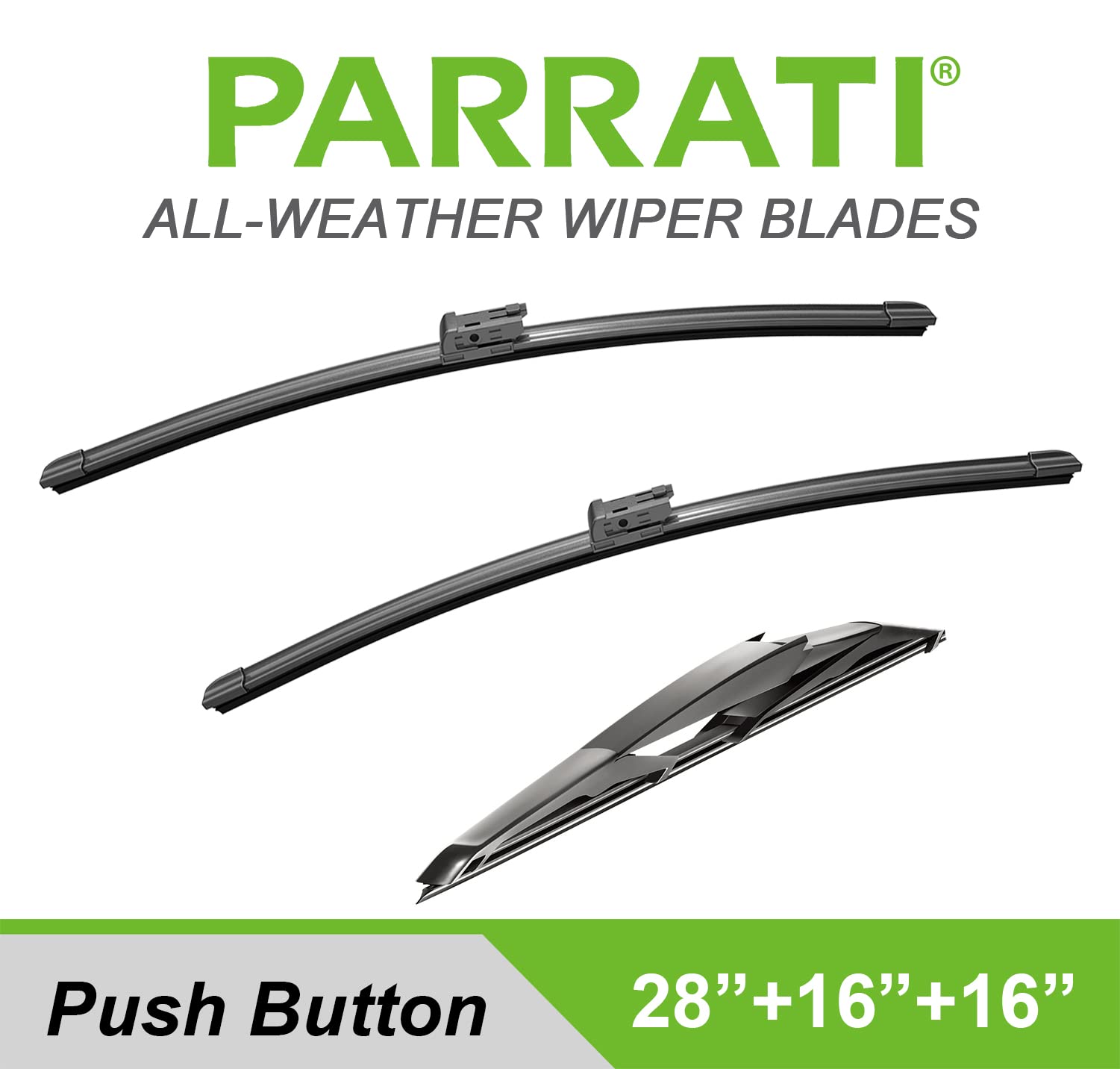 Parrati High Performance Premium All-Season Automotive Windshield Wipers With Rear Wiper Blades Replacement For 2016-2023 Toyota