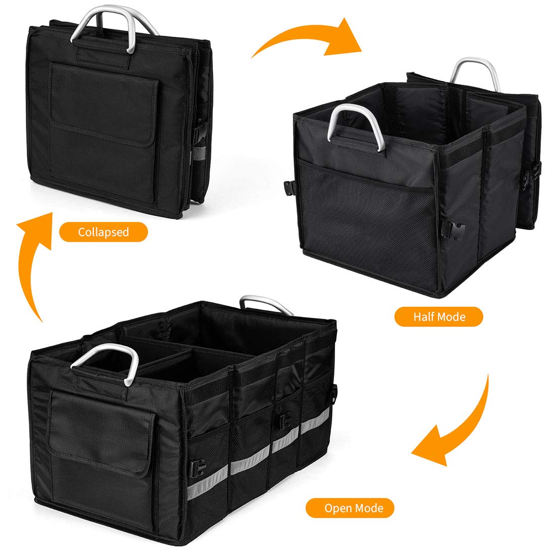 I Bkgoo Car Trunk Organizer With Lid,Collapsible Car Trunk Storage Organizer,Multi-Compartment Car Organizer For Auto, Suv, Truck, Minivan Black, X-Large