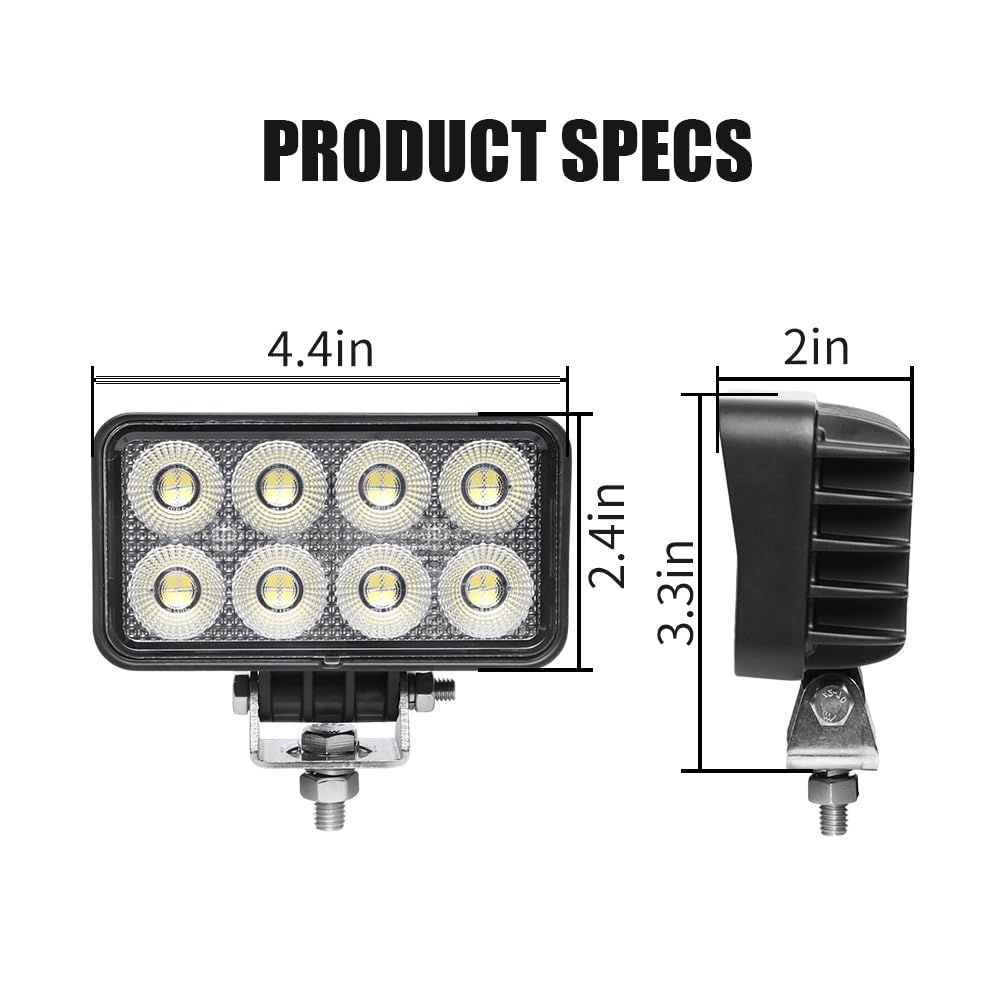 EXZEIT 64W LED Tractor Work Lights - 5600 Lumens Flood Light, White Light, Aluminum, Model ML0606, 12/24V for Trucks & ATVs
