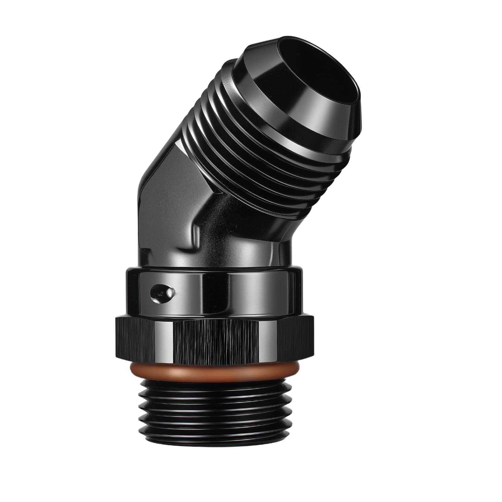 EVIL ENERGY 12AN Flare to 12AN ORB Male Swivel Adapter Fitting 45 Degree Black 1PC