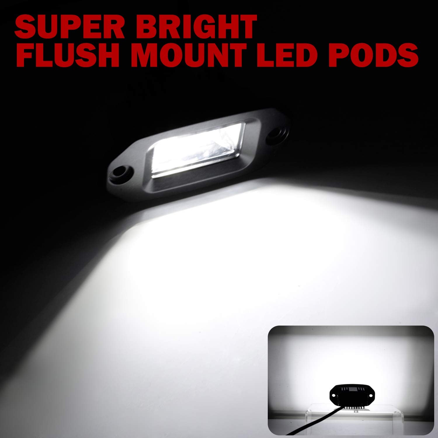 Ebestauto 4Pcs Flush Mount Led Pods 12V Work Lights 20W Bumper Driving/Off Road Led Pod Lamps For Atv Utv Suv Truck Boat