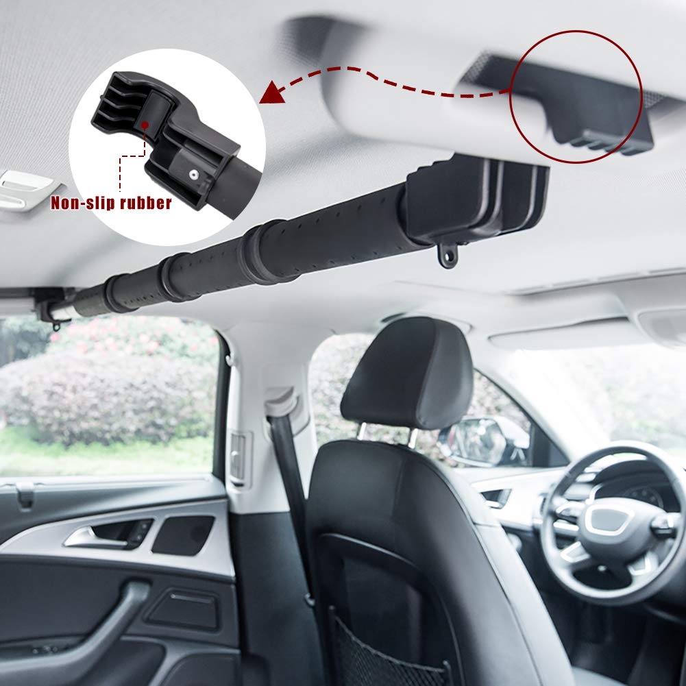 LITTLEMOLE Expandable Car Clothes Hanger Bar, Heavy Duty Metal, 34" to 57", Black, Model LM51
