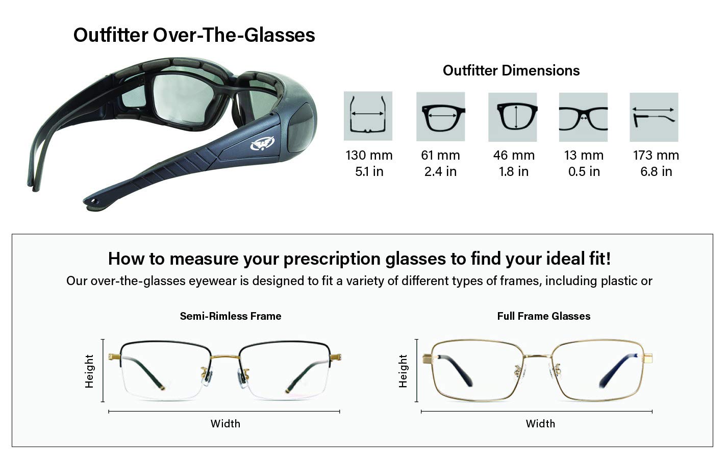Global Vision 3 Pairs Of Outfitter Padded Motorcycle Safety Sunglasses Z87.1 Anti-Fog Over-The-Glasses Black Frame With Clear, S