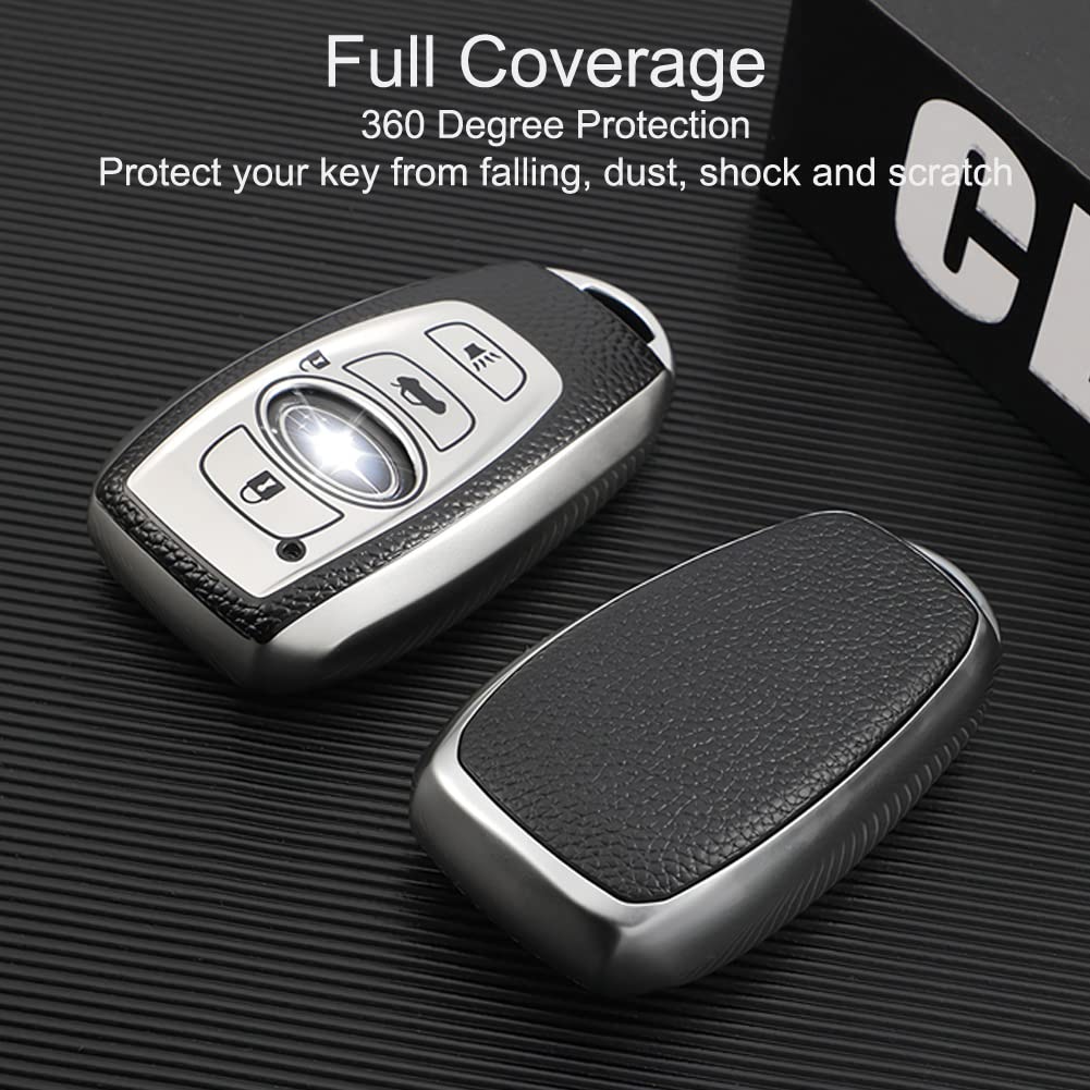 Cacacar For Subaru Key Fob Cover, Premium Soft Tpu Leather Full Cover Protection Key Fob Case For Subaru Forester Outback Brz Le