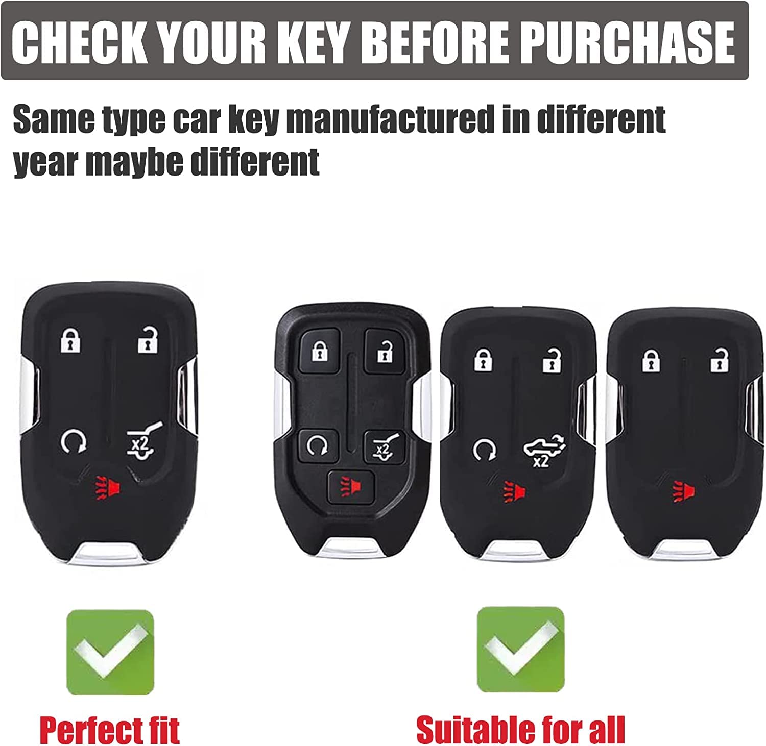 Gematay For Gmc Key Fob Cover, Key Case Compatible With 2019 2020 2021 2022 Chevy Silverado Gmc Sierra 1500 2500Hd 3500Hd Terrai