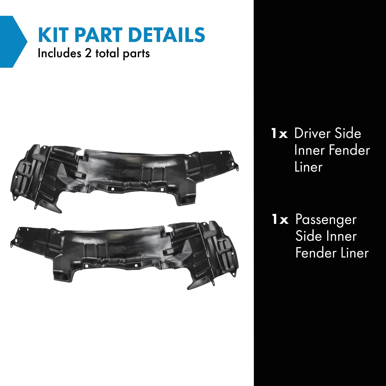 Trq Inner Fender Liner Set Compatible With 1997-2001 Mitsubishi Mirage Mi1248101 Mi1249101
