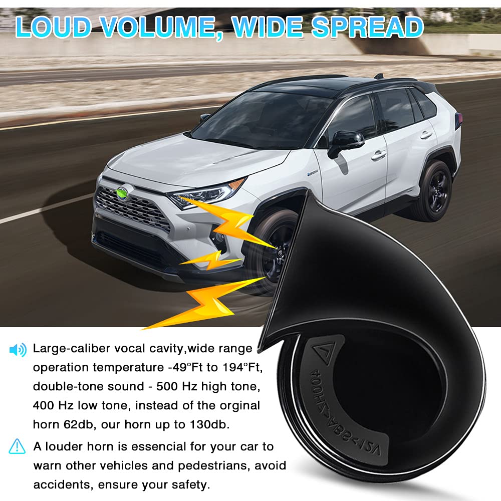 Autorder Car Horn Kit for Toyota RAV4 2019-2025, 12V Snail Horn, Waterproof, Black, Model Autorder0526