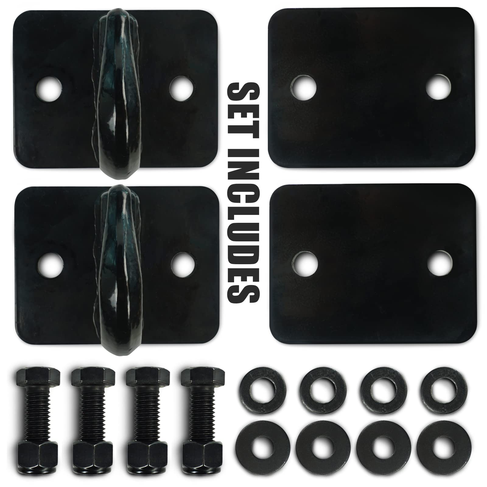 AYMMIC 3/8'' Grab Hooks, Forged Steel Bolts, 15,000lbs Break Strength, Loader & Tractor Bucket 2 Pack (Black)