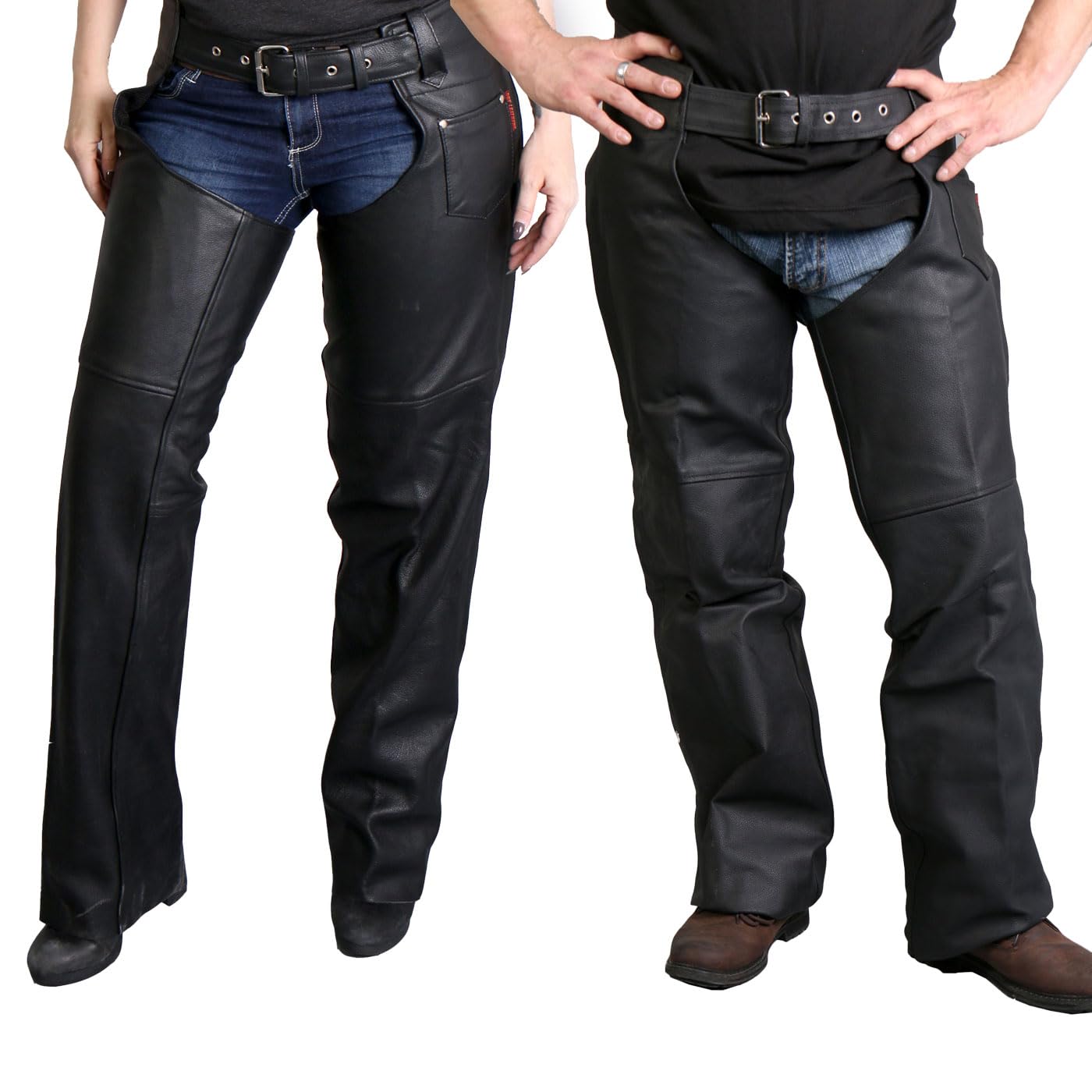 Hot Leathers Fully Lined Leather Chaps (Black, Large)