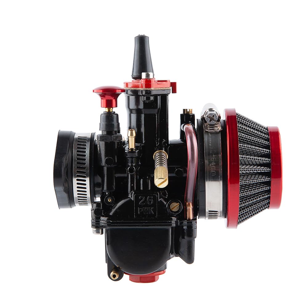 QXBER PWK 26mm Racing Carburetor Kit for 75cc-125cc 2T/4T Dirt Bikes, ATVs, Scooters - Black