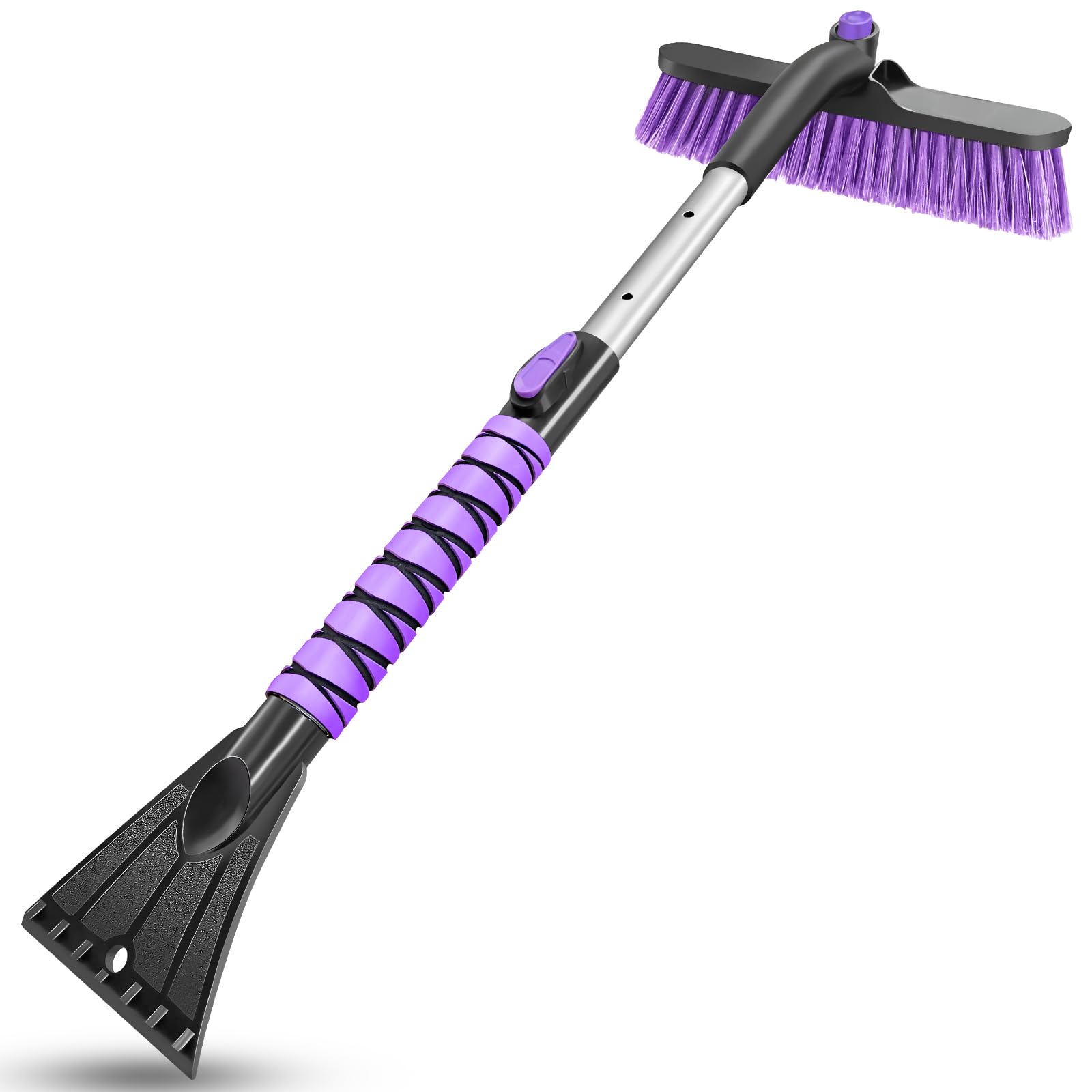 Heeya Ice Scraper With 12.6 Inch Large Brush Head, Extendable Ice Scraper And Snow Brush For Car Windshield Window, Portable Car Scraper Snow Brush For Suv Truck Automobile Vehicle