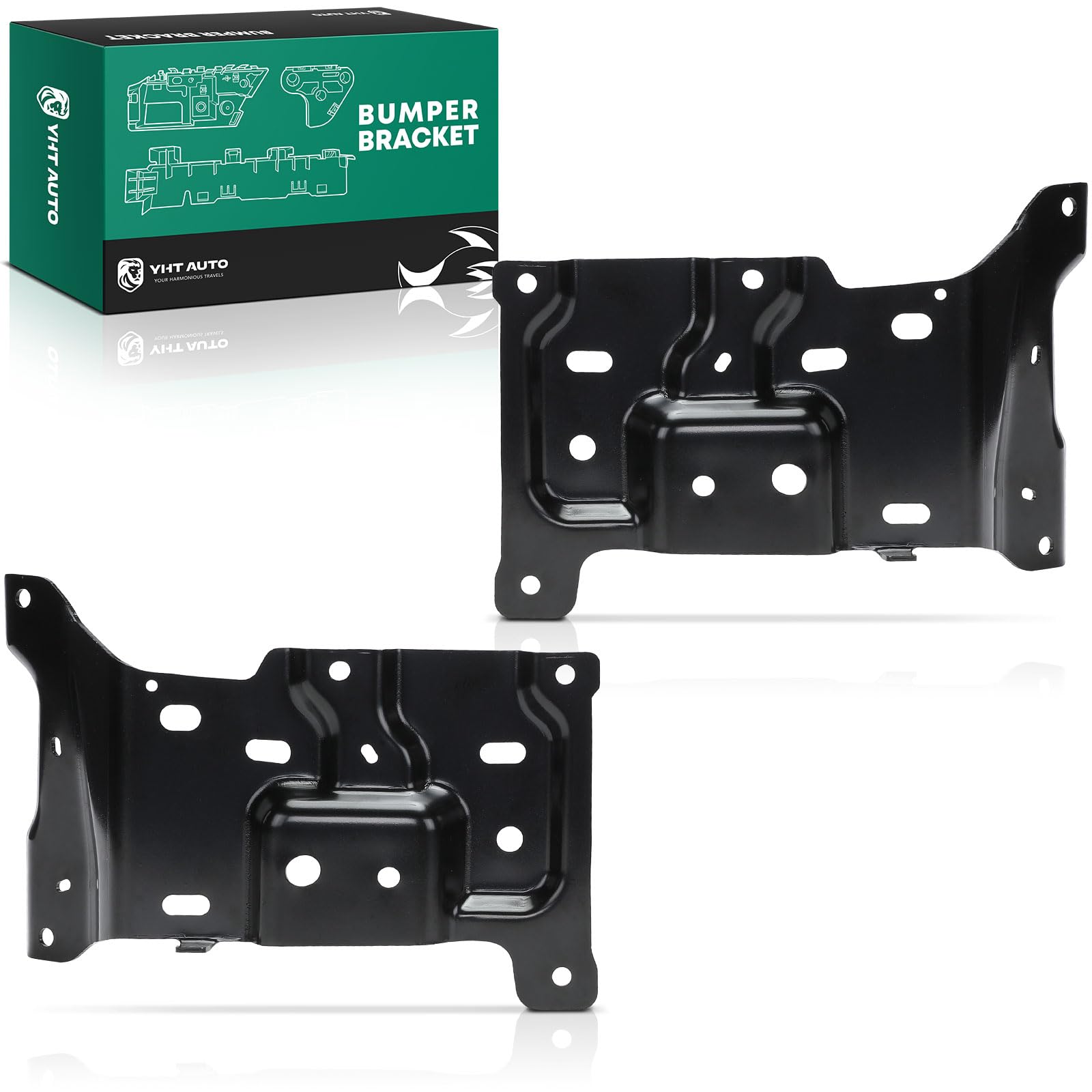 YHTAUTO Front Left and Right Bumper Brackets Compatible with Ford F-150 2018 2019 2020, Driver and Passenger Side Steel Bumper M
