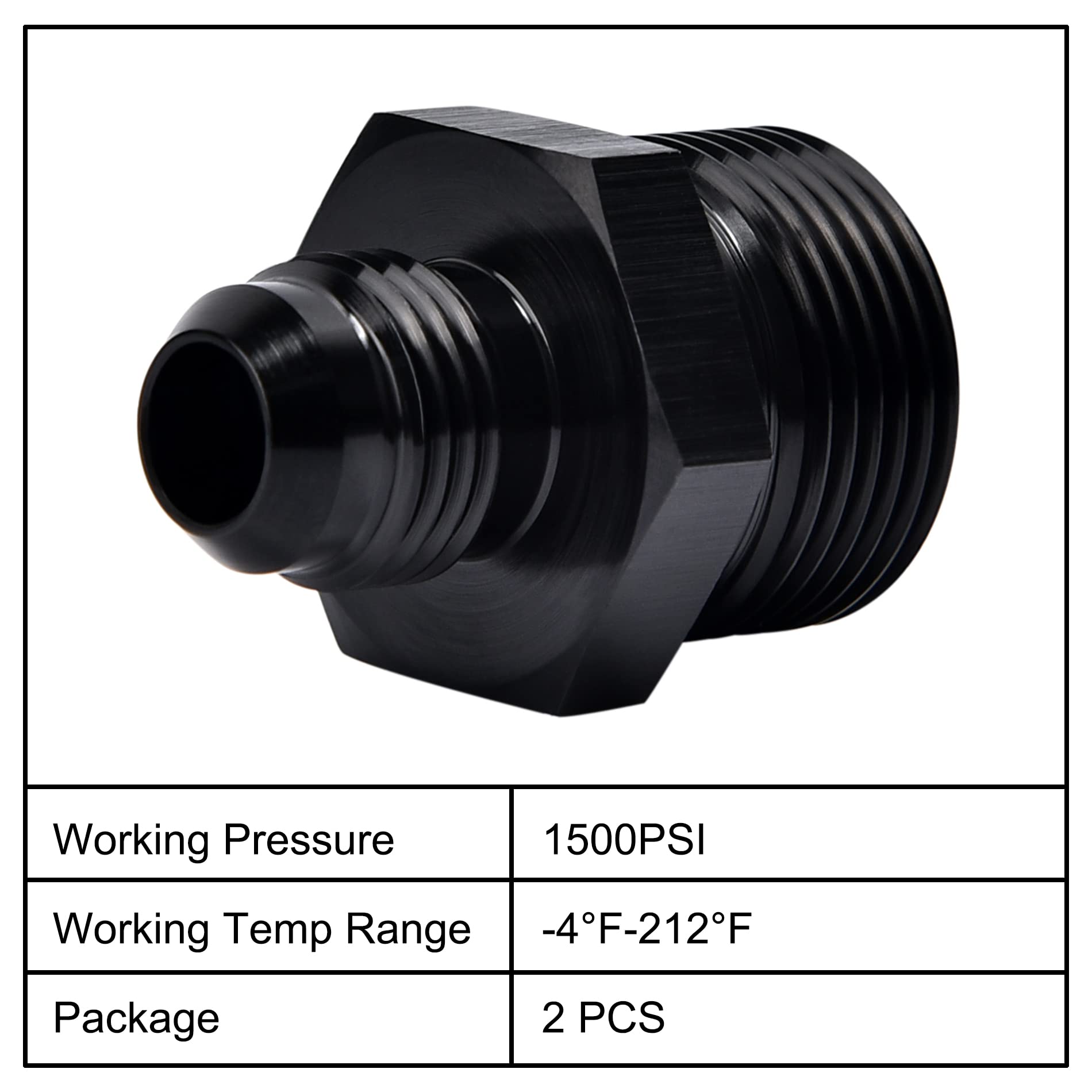 Evil Energy 6An Male Flare To M22 X 1.5Mm Male Metric Fitting Adapter Aluminium Alloy 2Pcs
