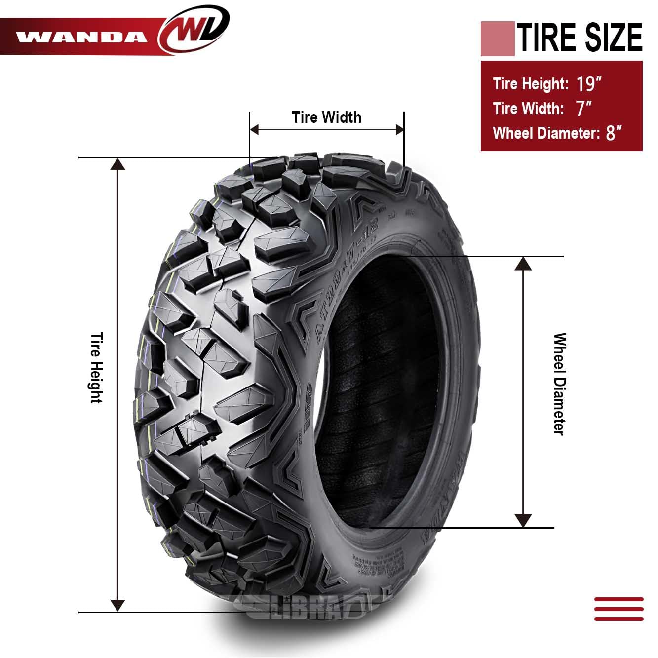Wanda Utv Atv Tire 24X10-12 24X10X12 255/60-12 6-Ply Bighorn Style,Set 2, 10423