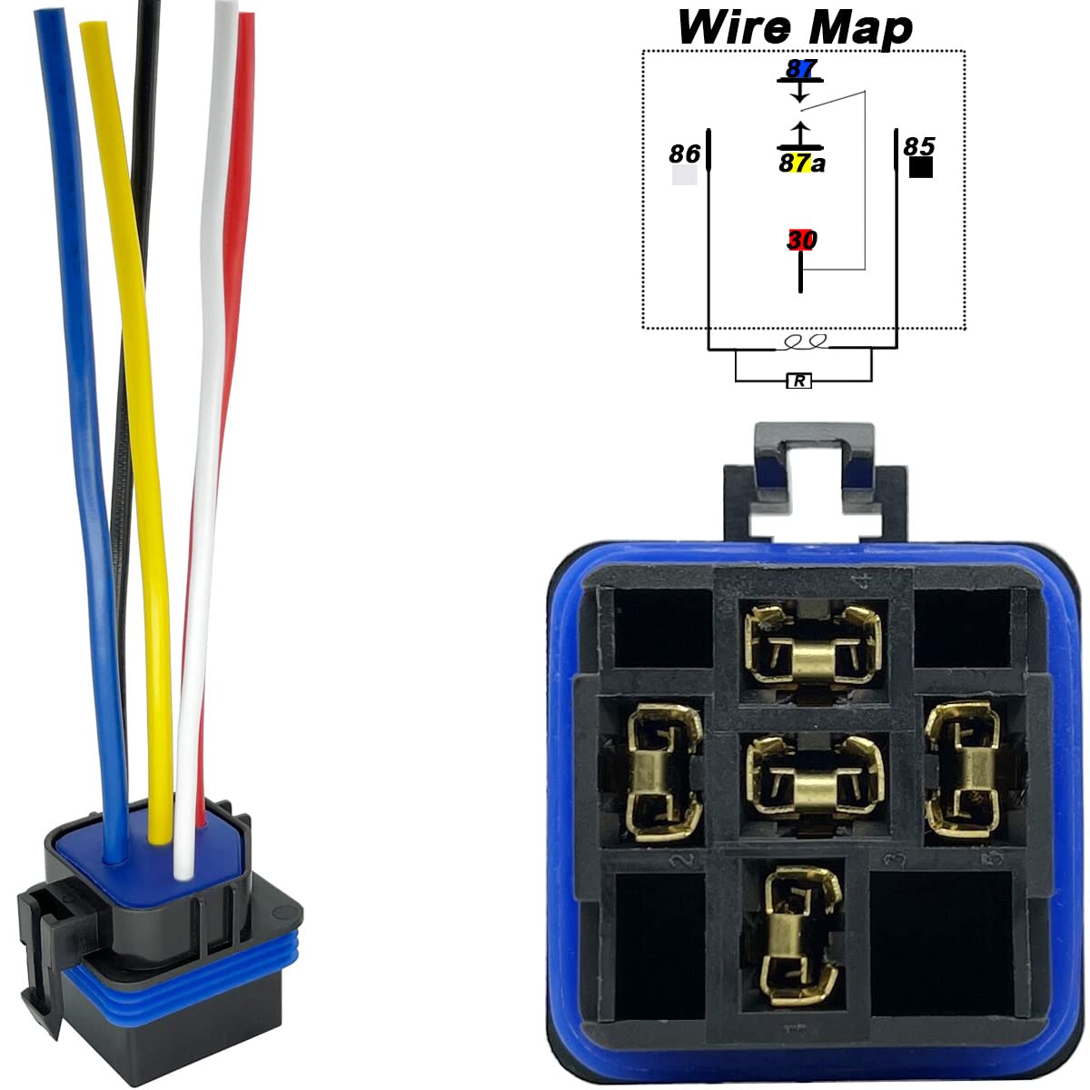 iRhapsody 5-PIN SPDT 40/30 AMP 12V DC Waterproof Relay Kit - 1 Pack Heavy-Duty Pigtail