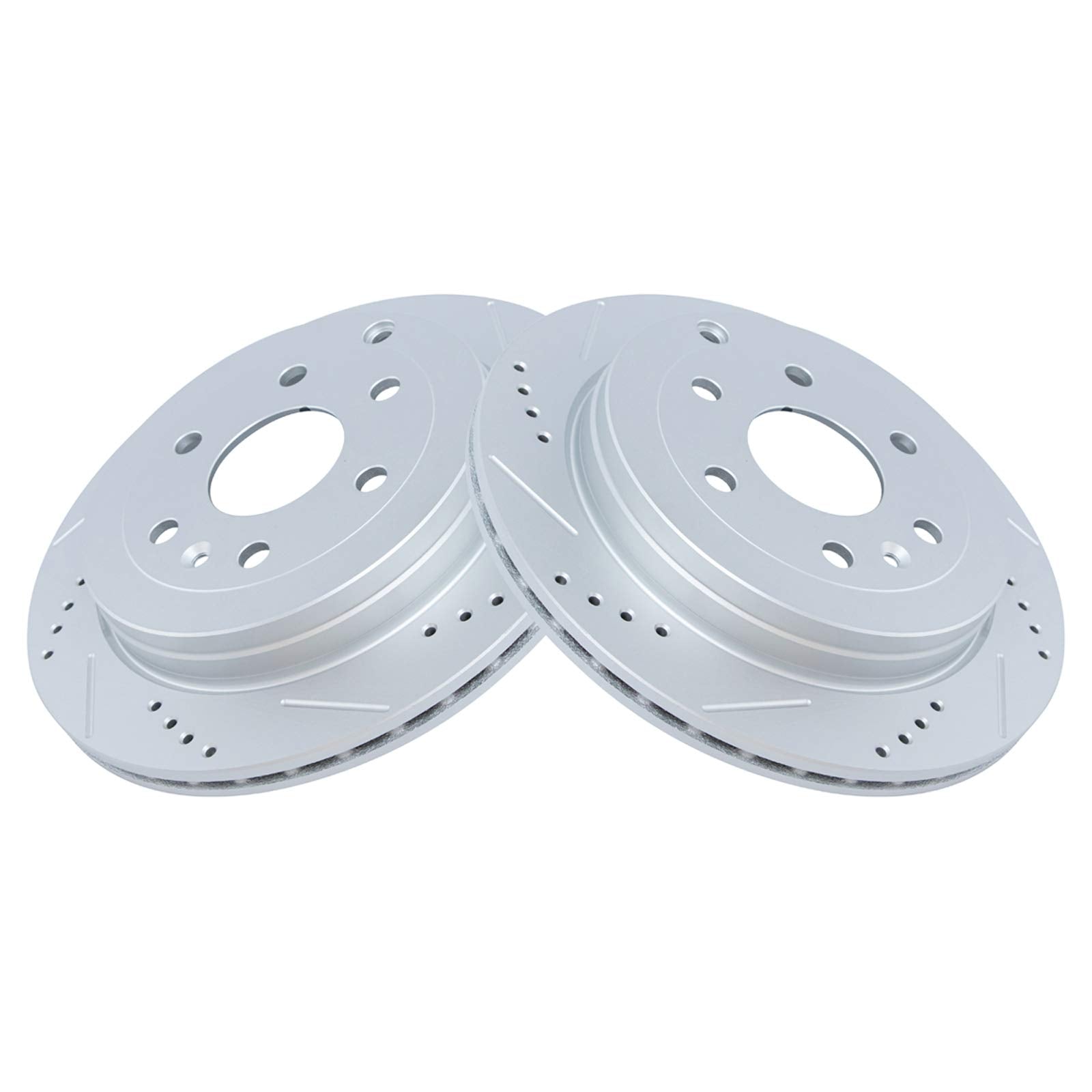 Trq Rear Performance Brake Rotor Drilled Slotted Pair Set For 2007-2016 Gmc Acadia / 2008-2017 Buick Enclave / 2007-2010 Saturn