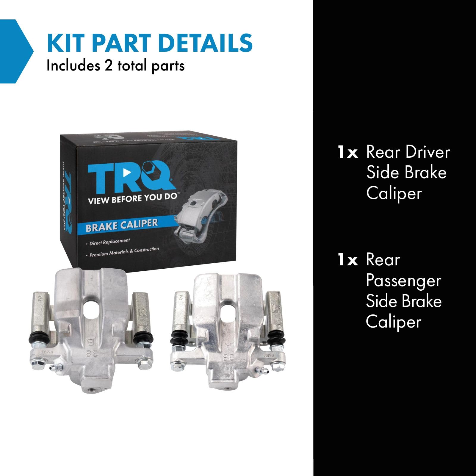 Trq Rear Brake Caliper Set Compatible With 2013-2015 Toyota Avalon 2012-2017 Camry